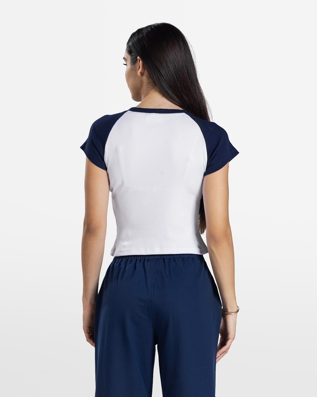 CONTRAST SLEEVE TEE NAVY 2