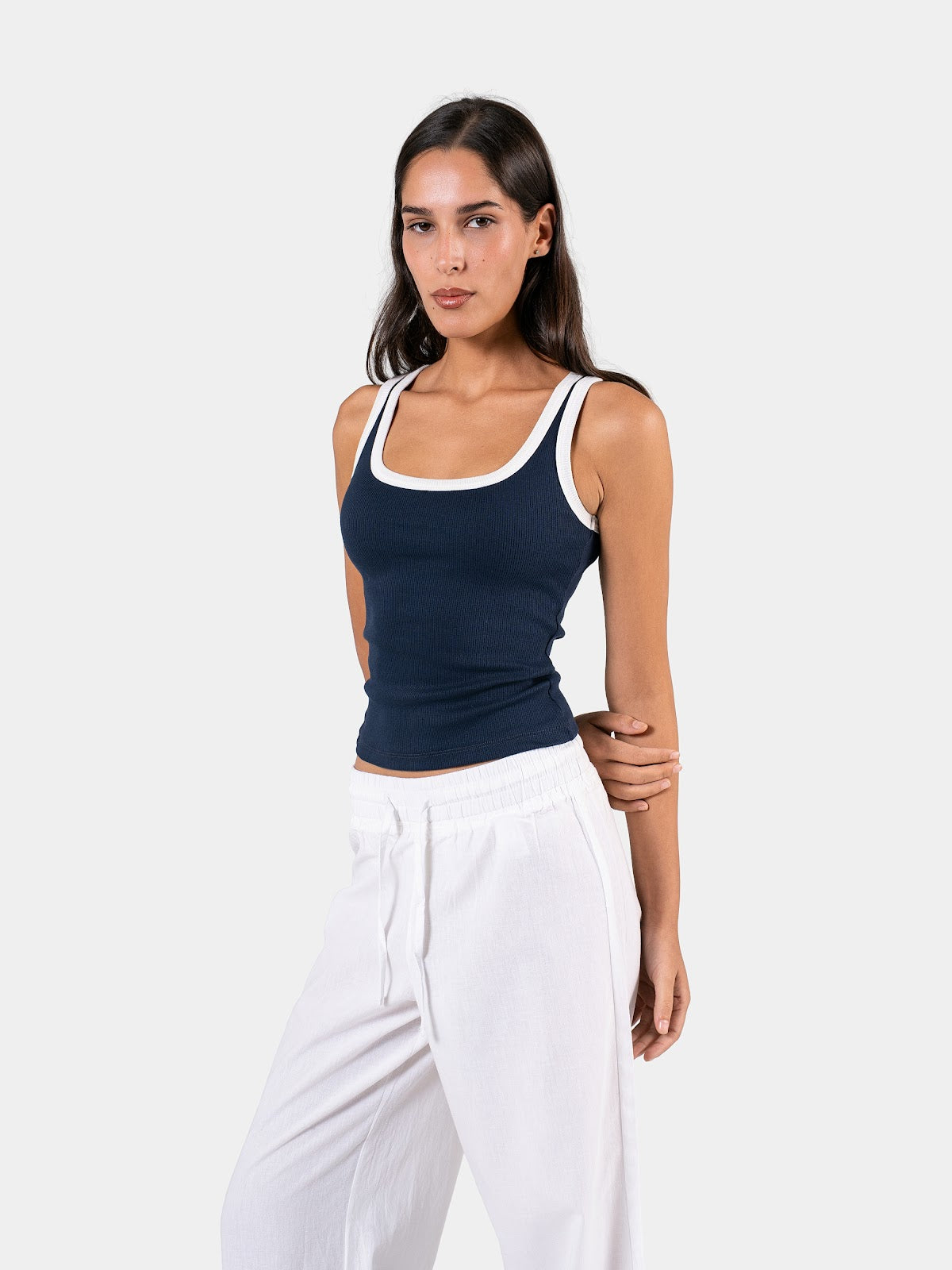 TWO TONE TANK TOP NAVY X WHITE 3