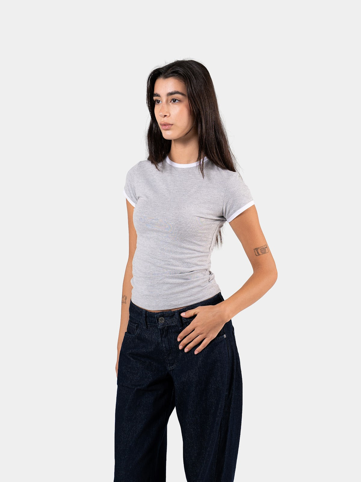 CONTRAST EDGE T-SHIRT CLOUD GREY X WHITE 3