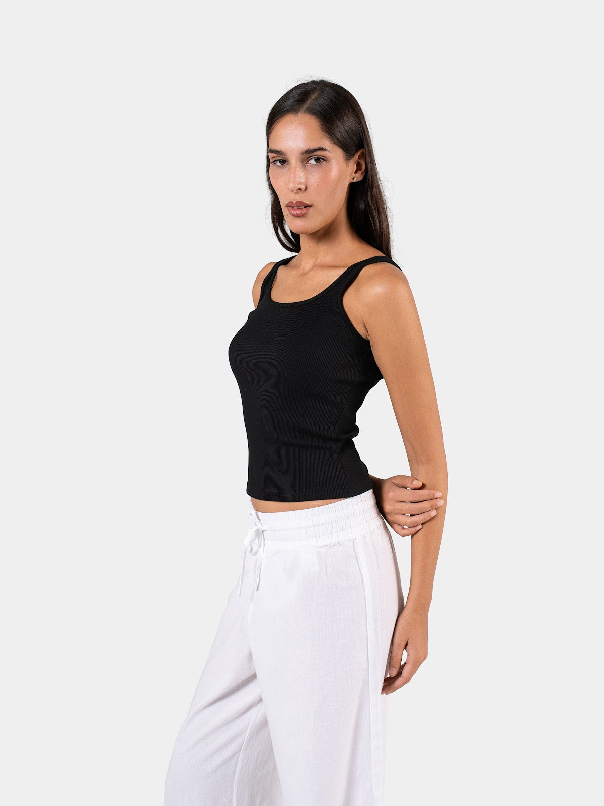 RIBBED SPAGHETTI STRAP BLACK 2