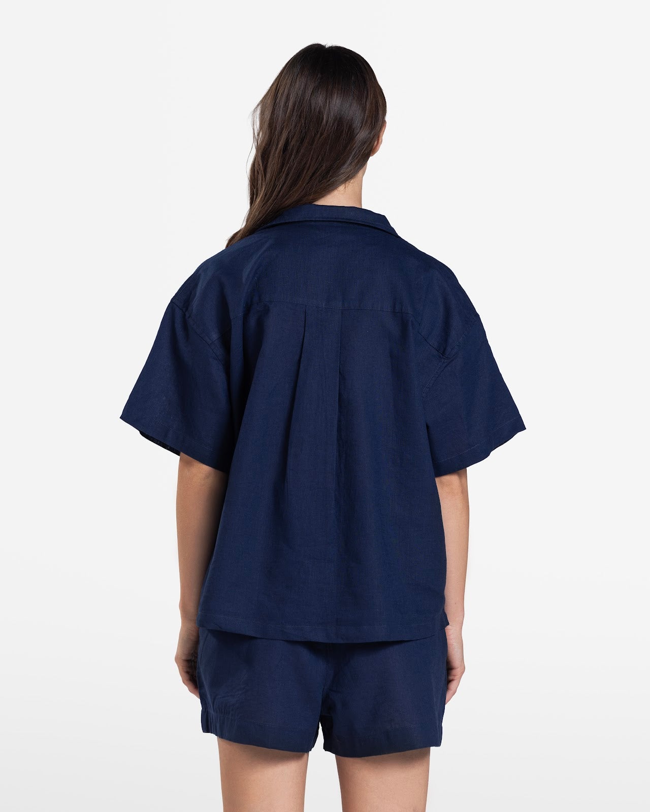 SHORT SLEEVE LINEN SHIRT NAVY 2