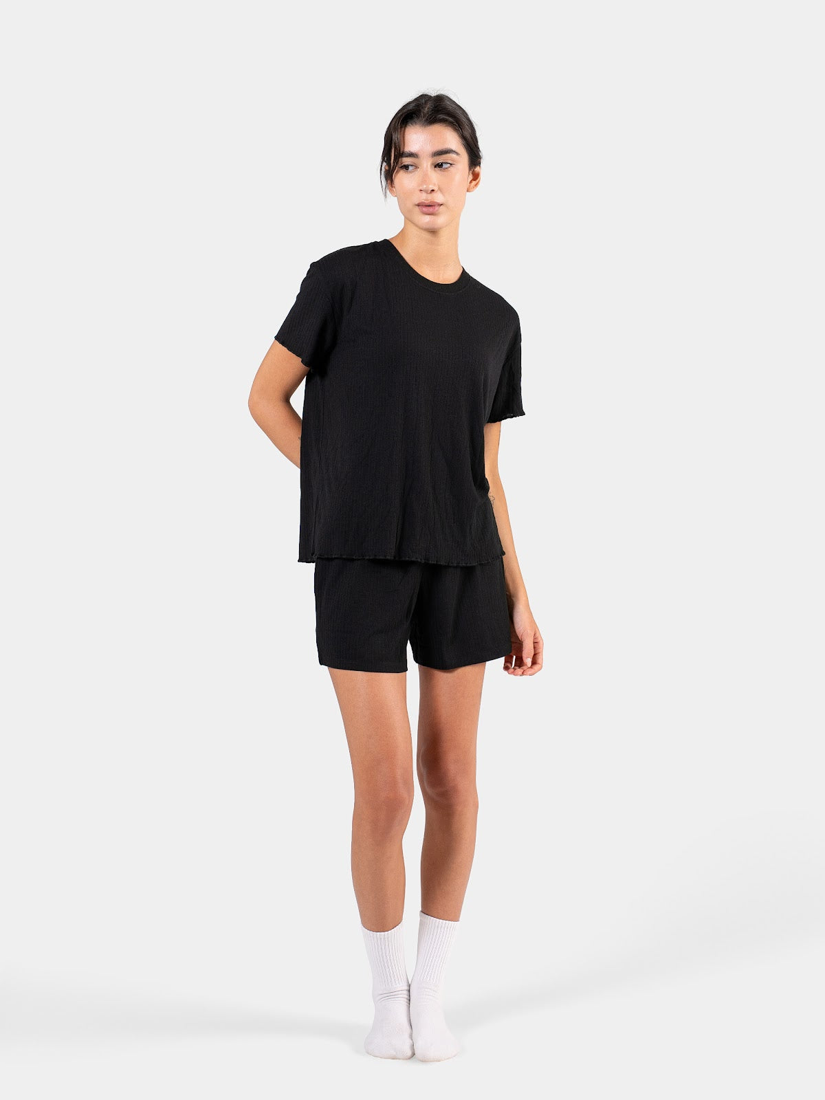 SOFT RIB SHORT SET BLACK 2