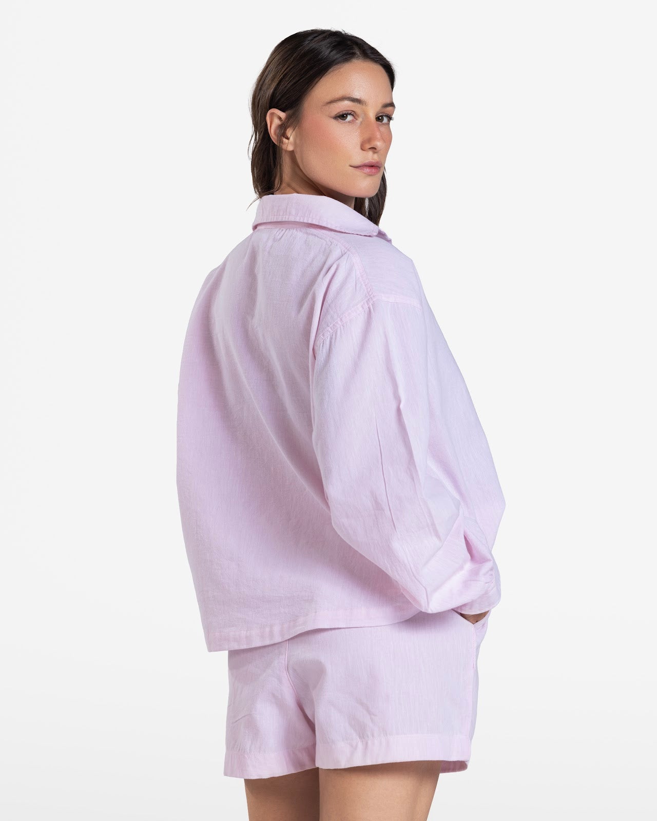 HAIF BUTTON DOWN LINEN SHIRT PINK 3