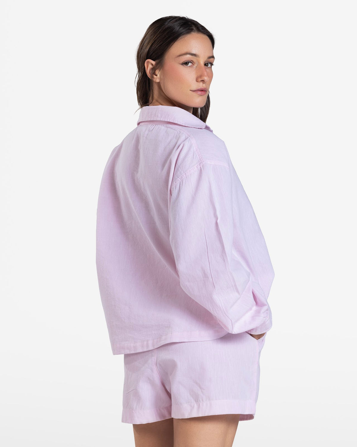 HAIF BUTTON DOWN LINEN SHIRT PINK 3