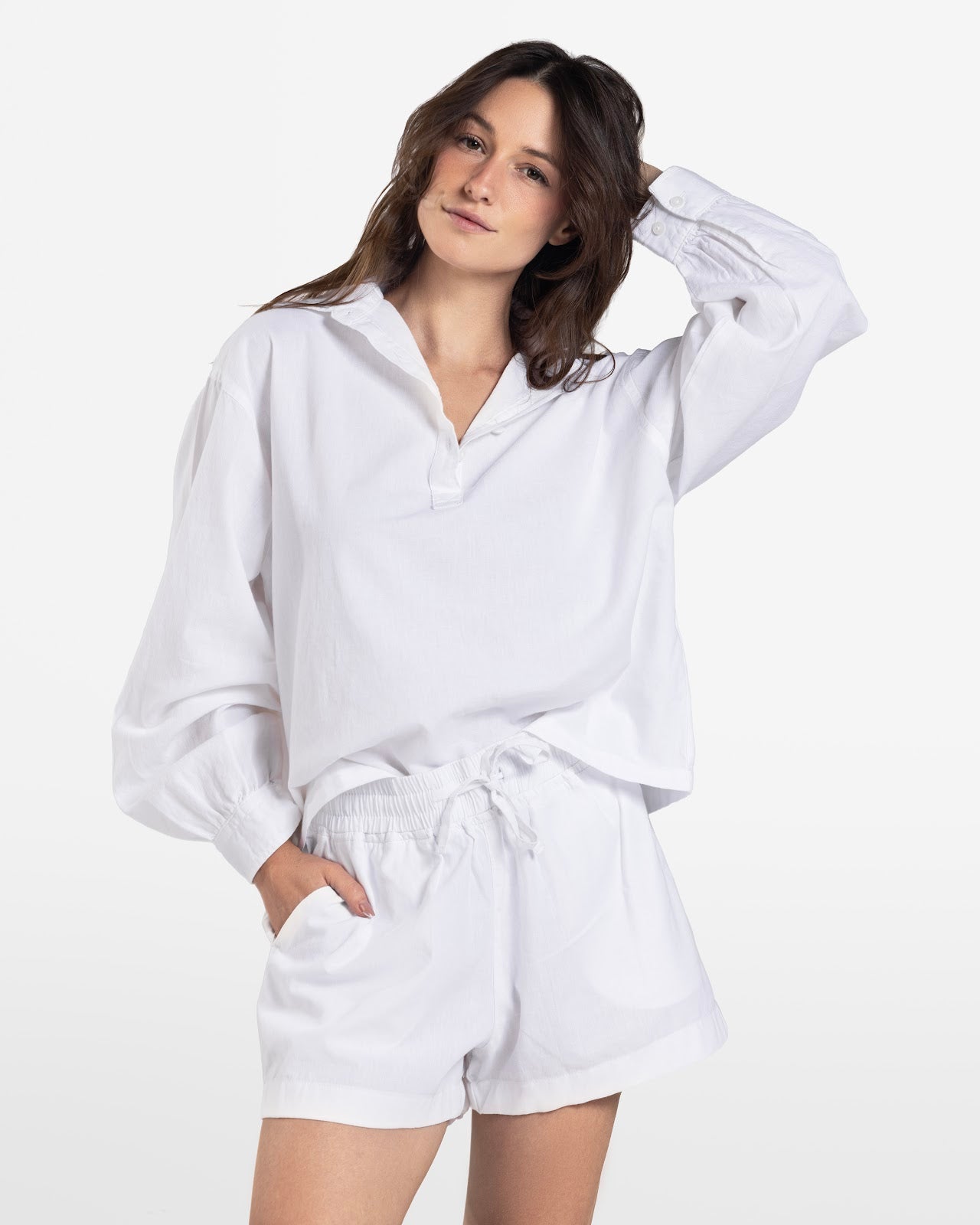 HAIF BUTTON DOWN LINEN SHIRT WHITE 3