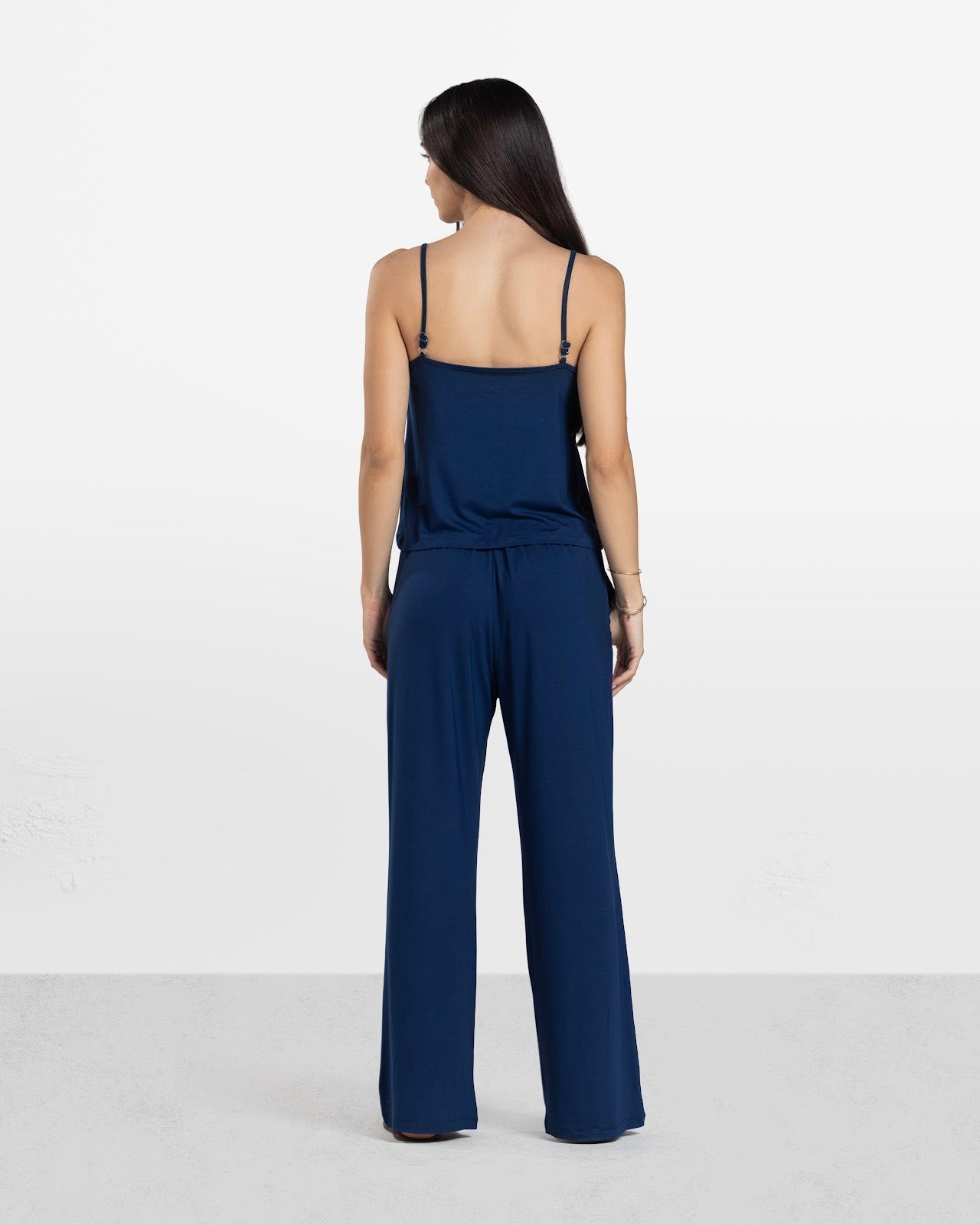 LACE TRIM CAMI PANTS SET NAVY 2