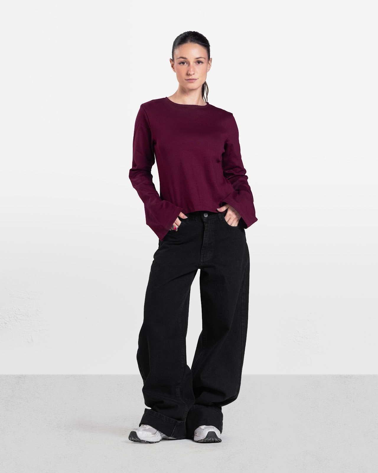 LOOSE FIT LONG SLEEVE TOP BURGUNDY 4