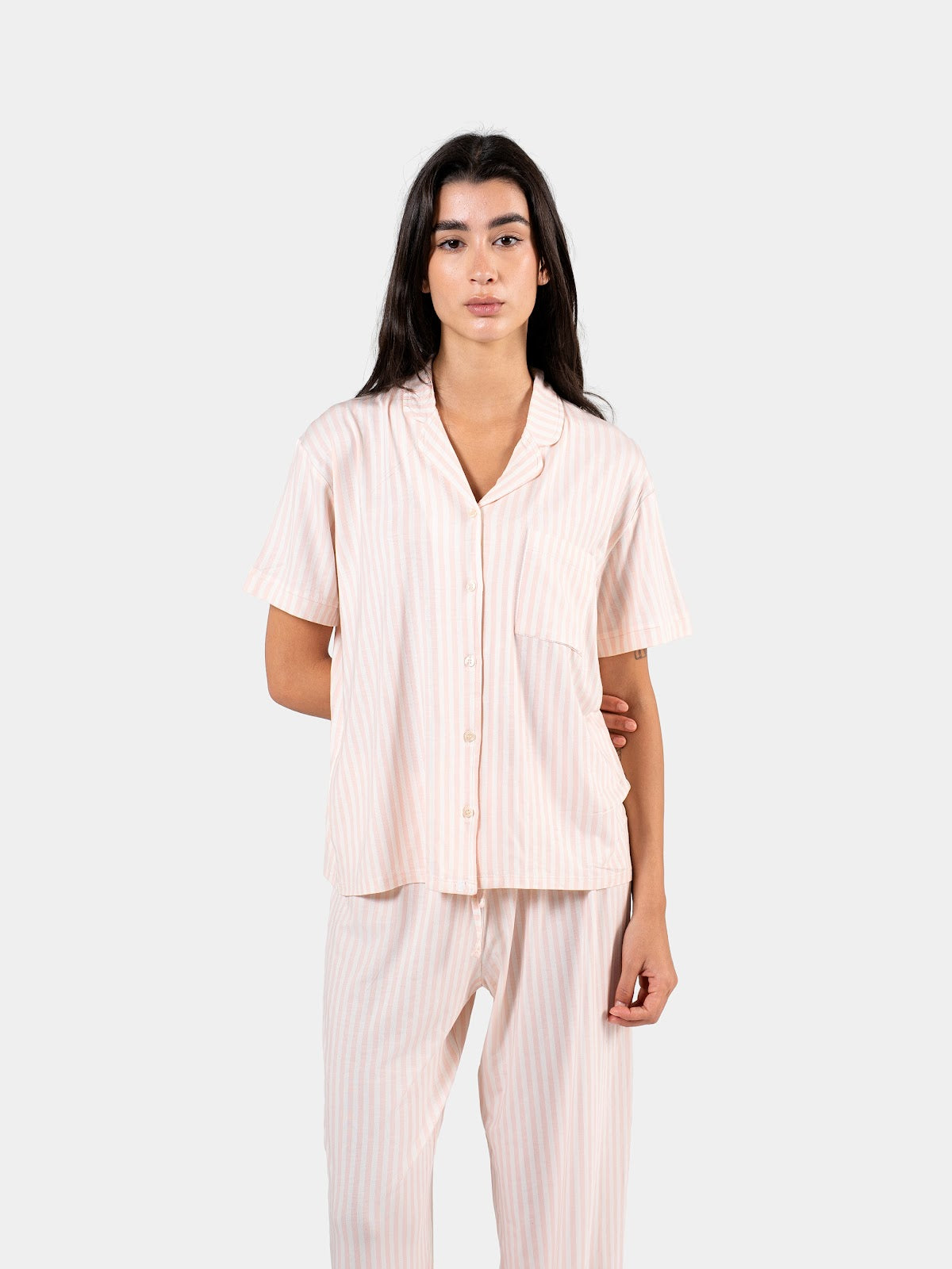 CLASSIC STRIP PANTS SET BABY PINK X WHITE 6