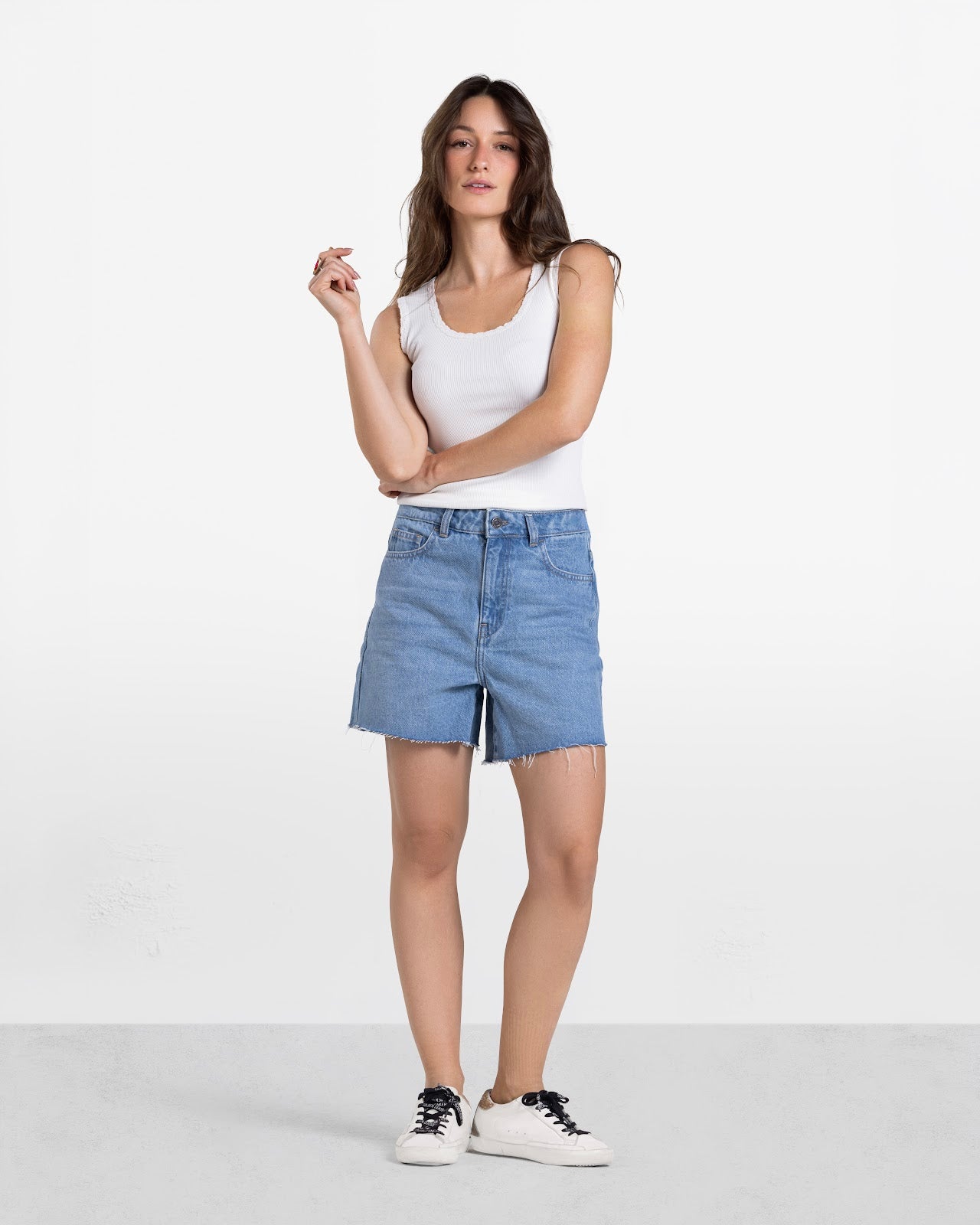 LACE RIBBED SHORT SLEEVE TOP WHITE 4