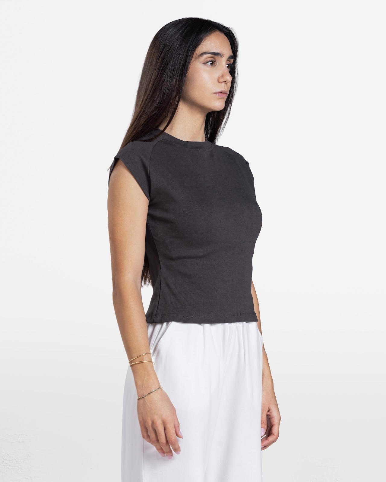 CAP SLEEVE T-SHIRT BROWN 3