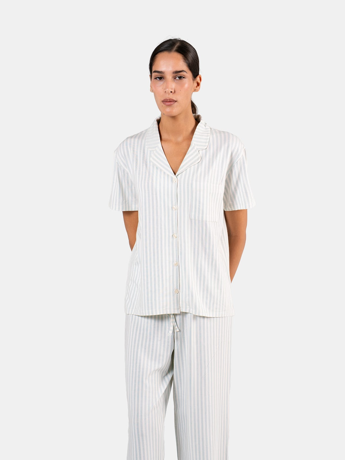 CLASSIC STRIP PANTS SET BABY BLUE X WHITE 5