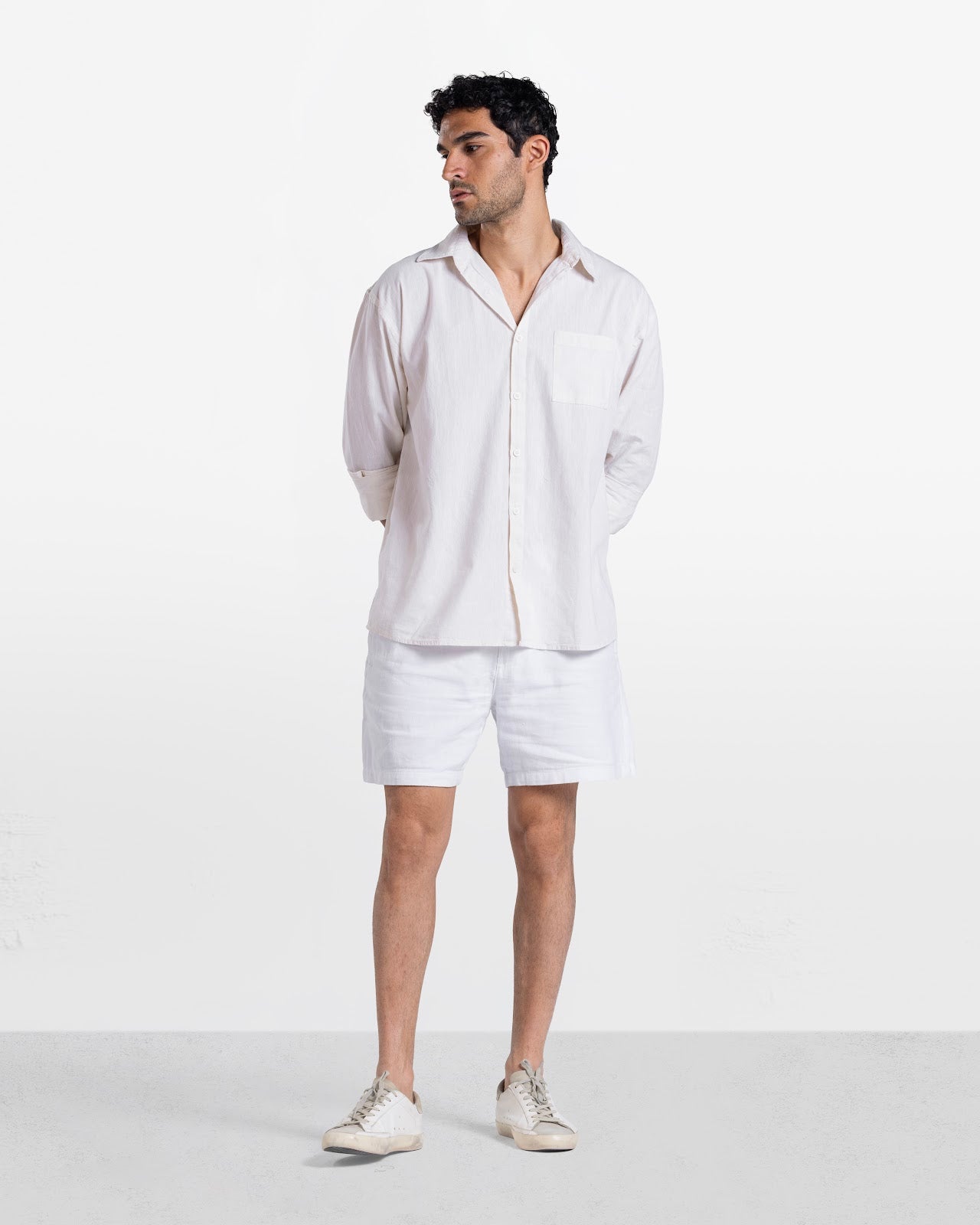 MEN'S LINEN SHORT WHITE 2