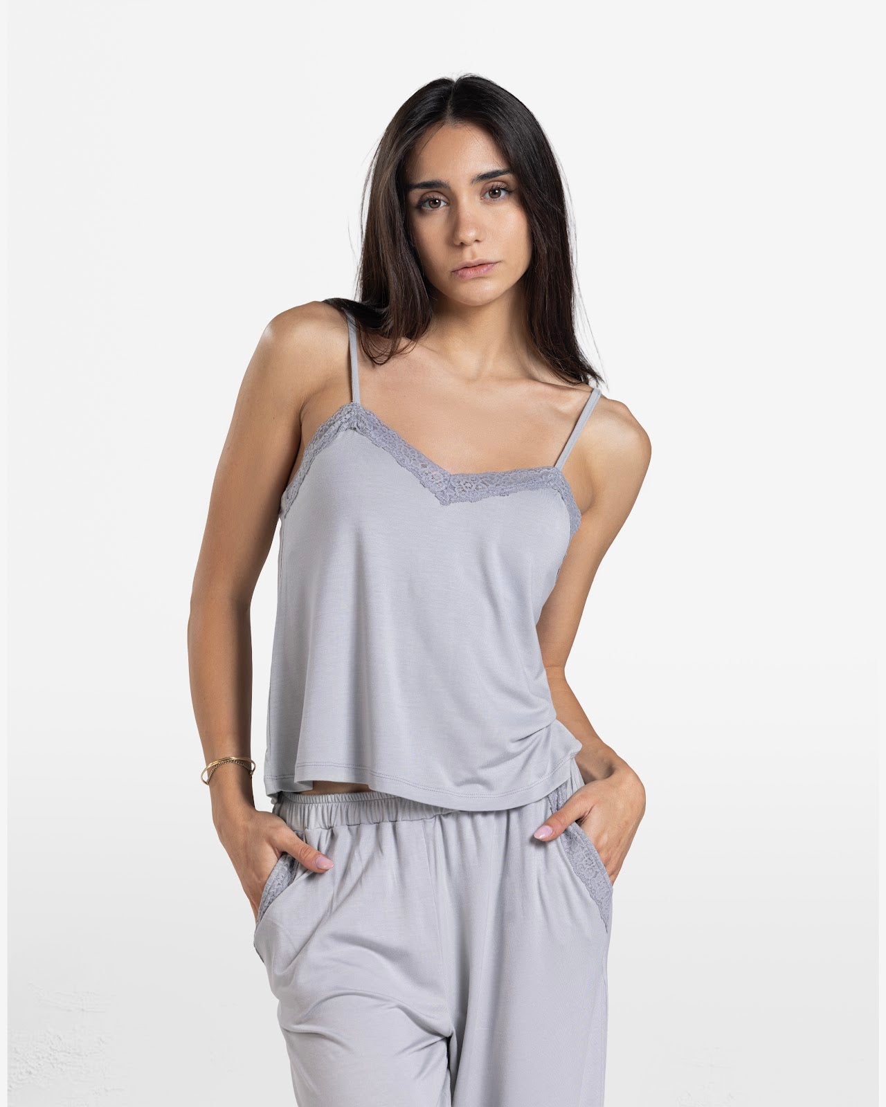 LACE TRIM CAMI PANTS SET LIGHT GREY 4