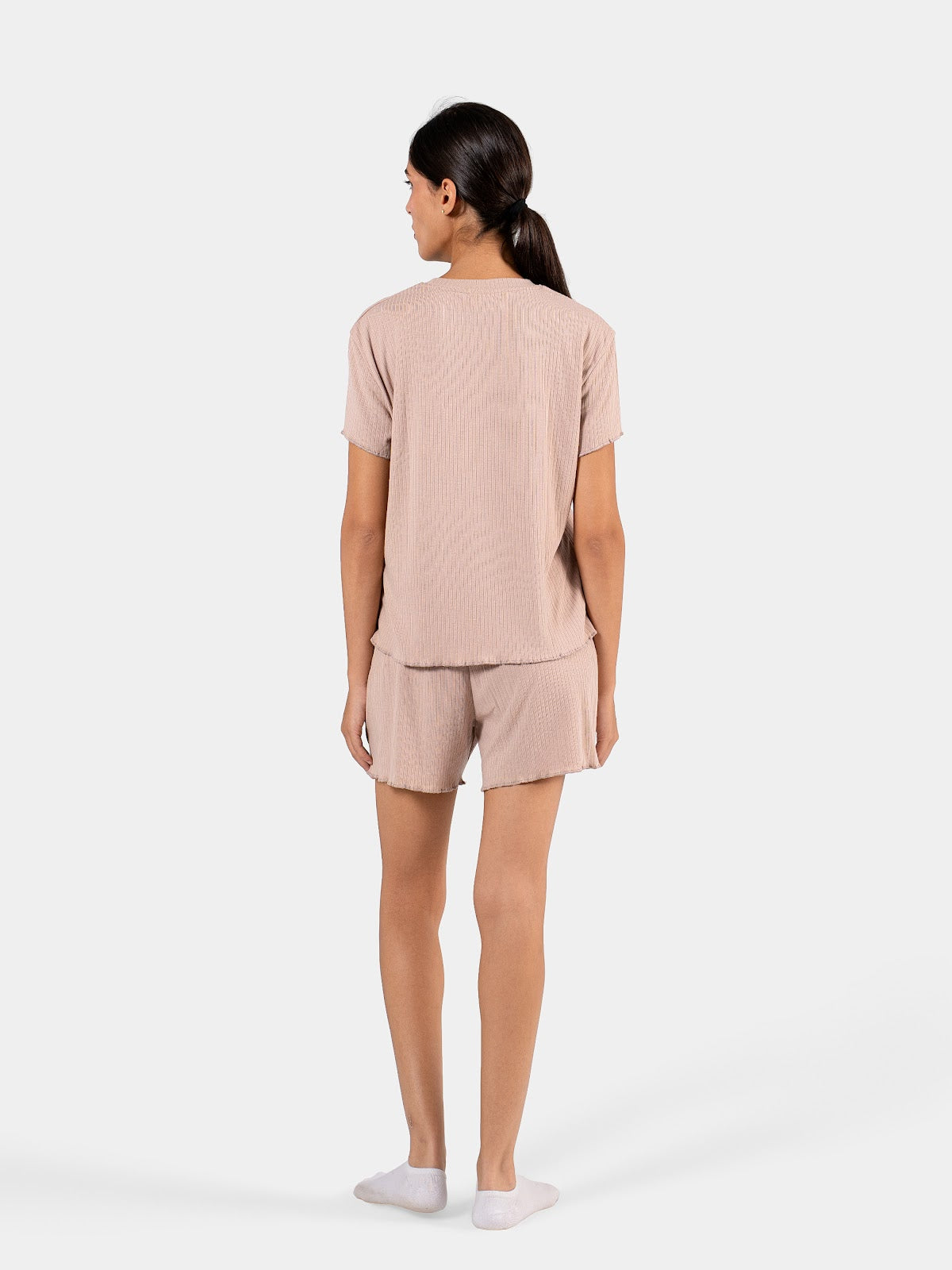 SOFT RIB SHORT SET BEIGE 3