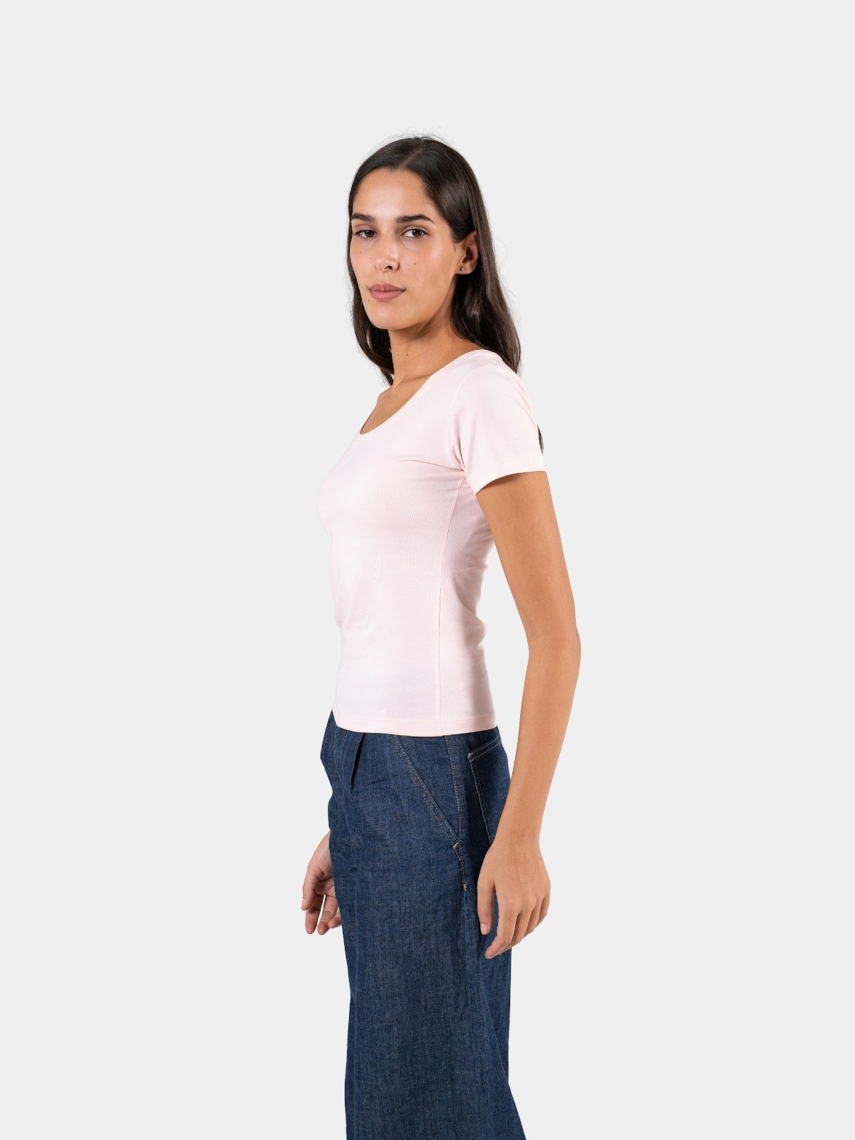 RIBBED U-SHAPED SHORT SLEEVE BABY-PINK 3