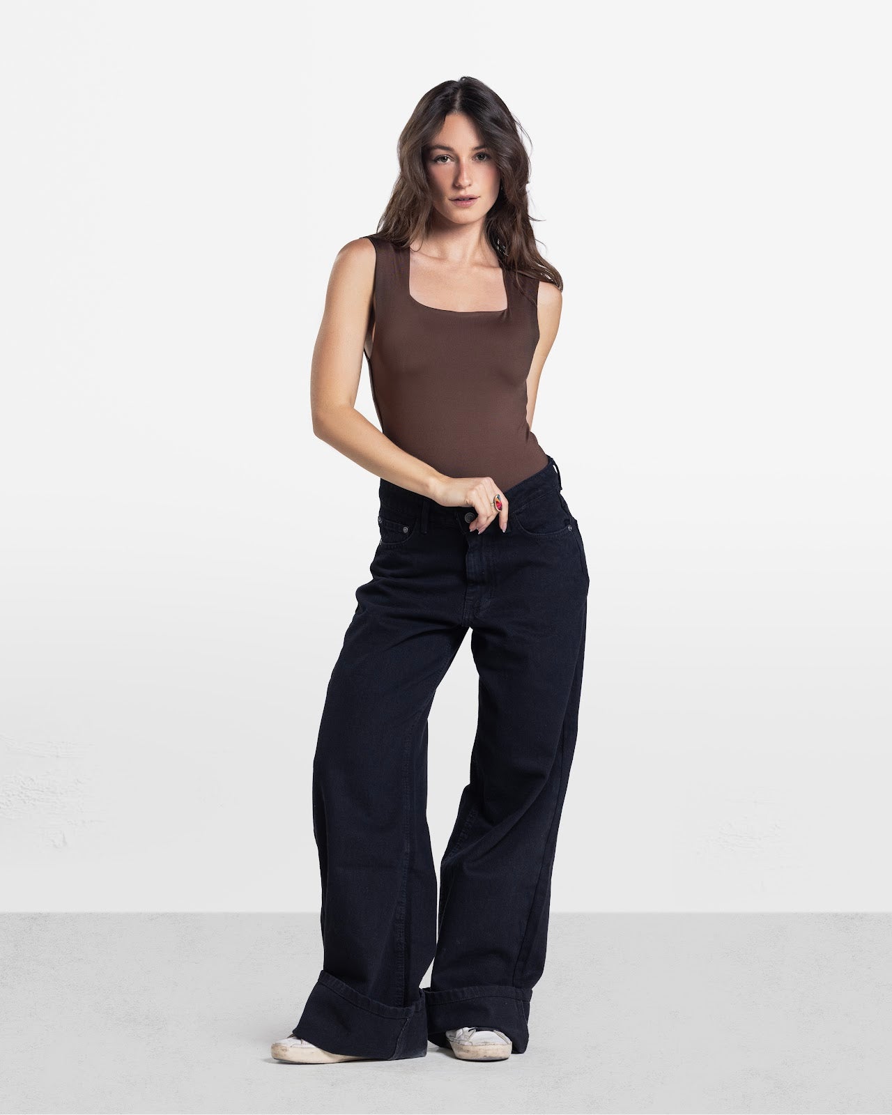 SQUARE NECK BODYSUIT BROWN 3