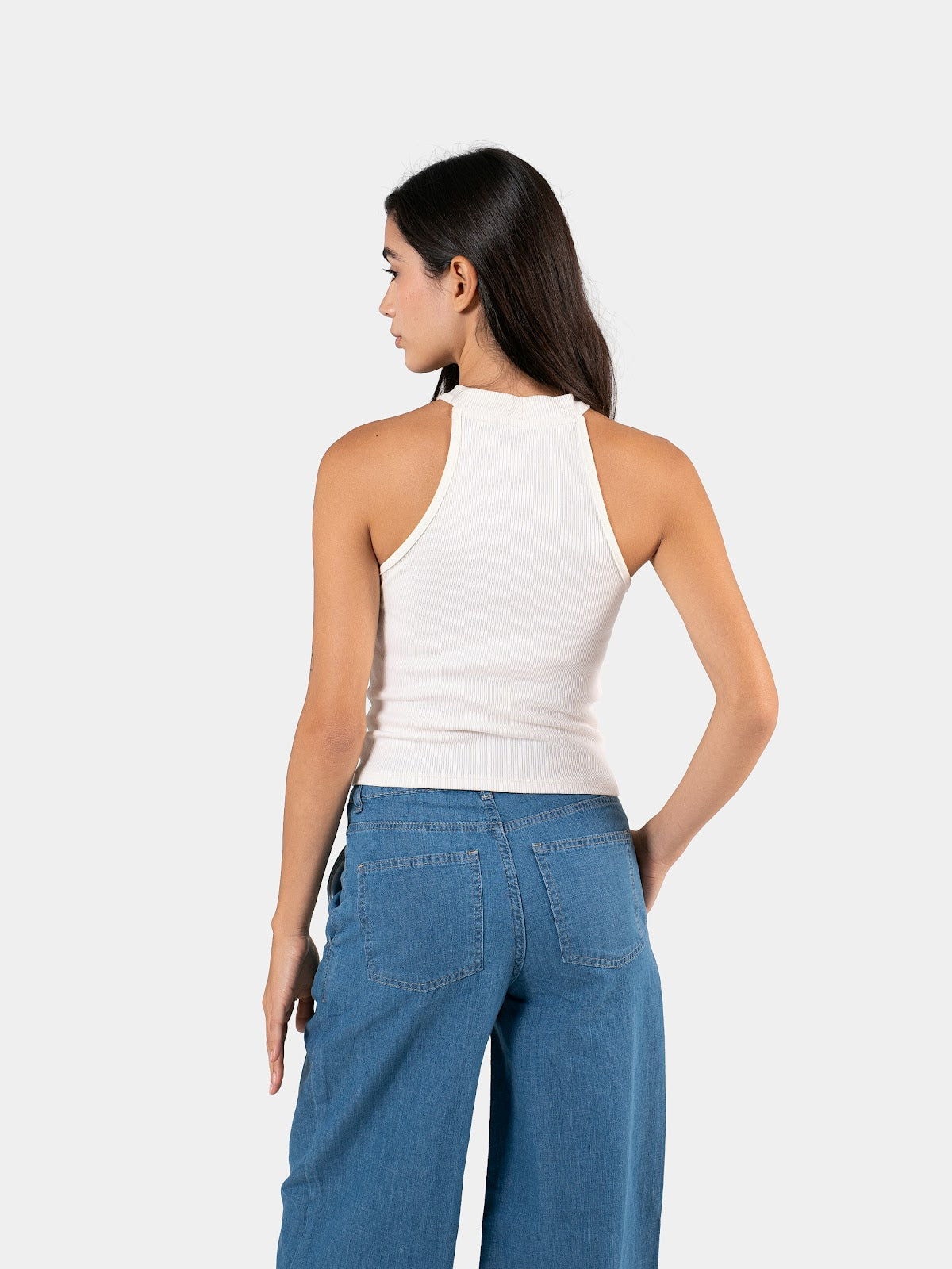 RIBBED HALTER TOP OFF-WHITE 4