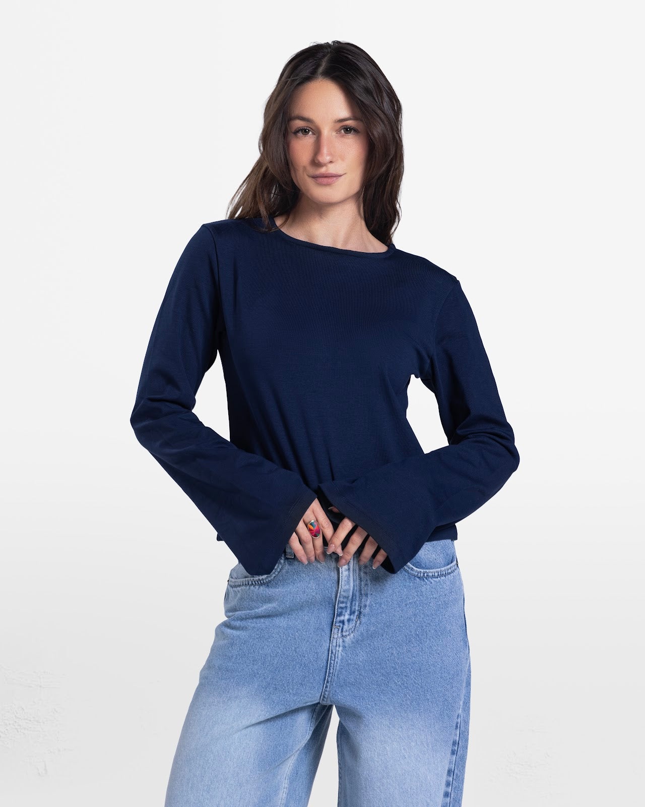 LOOSE FIT LONG SLEEVE TOP NAVY 1