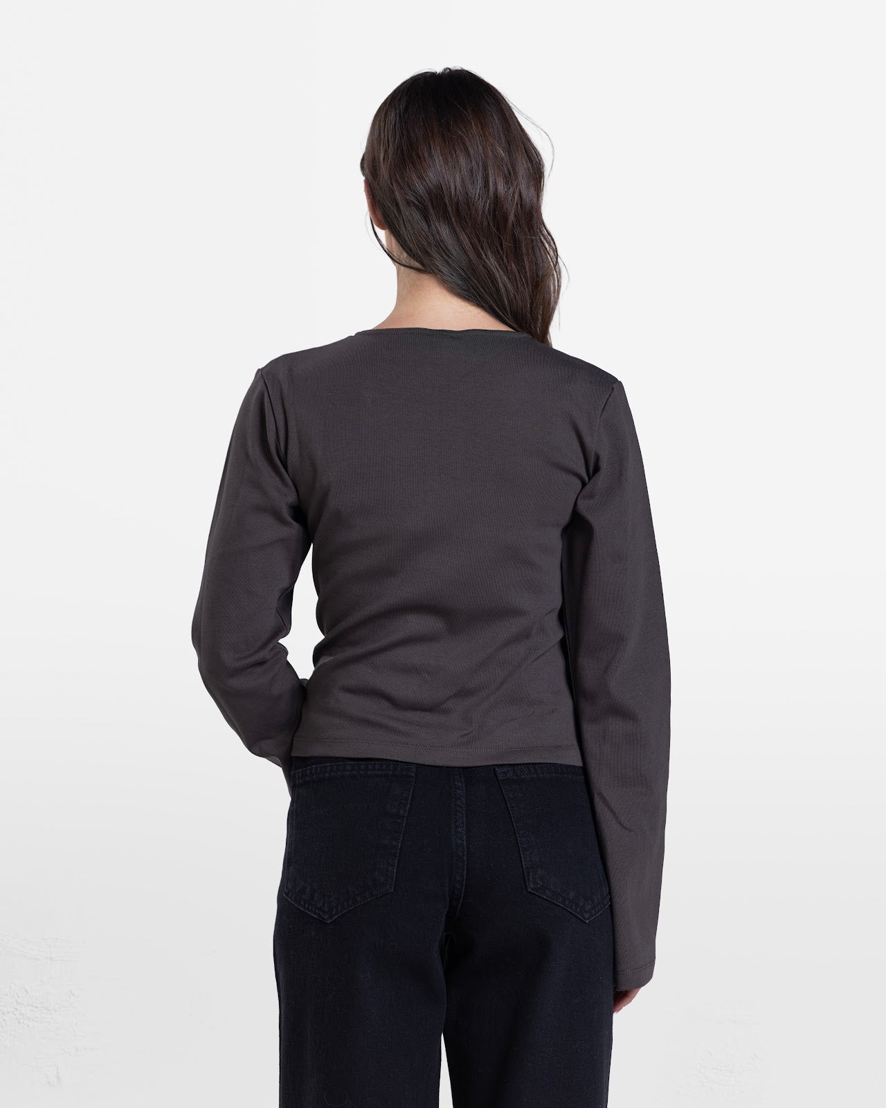 LOOSE FIT LONG SLEEVE TOP BROWN 2