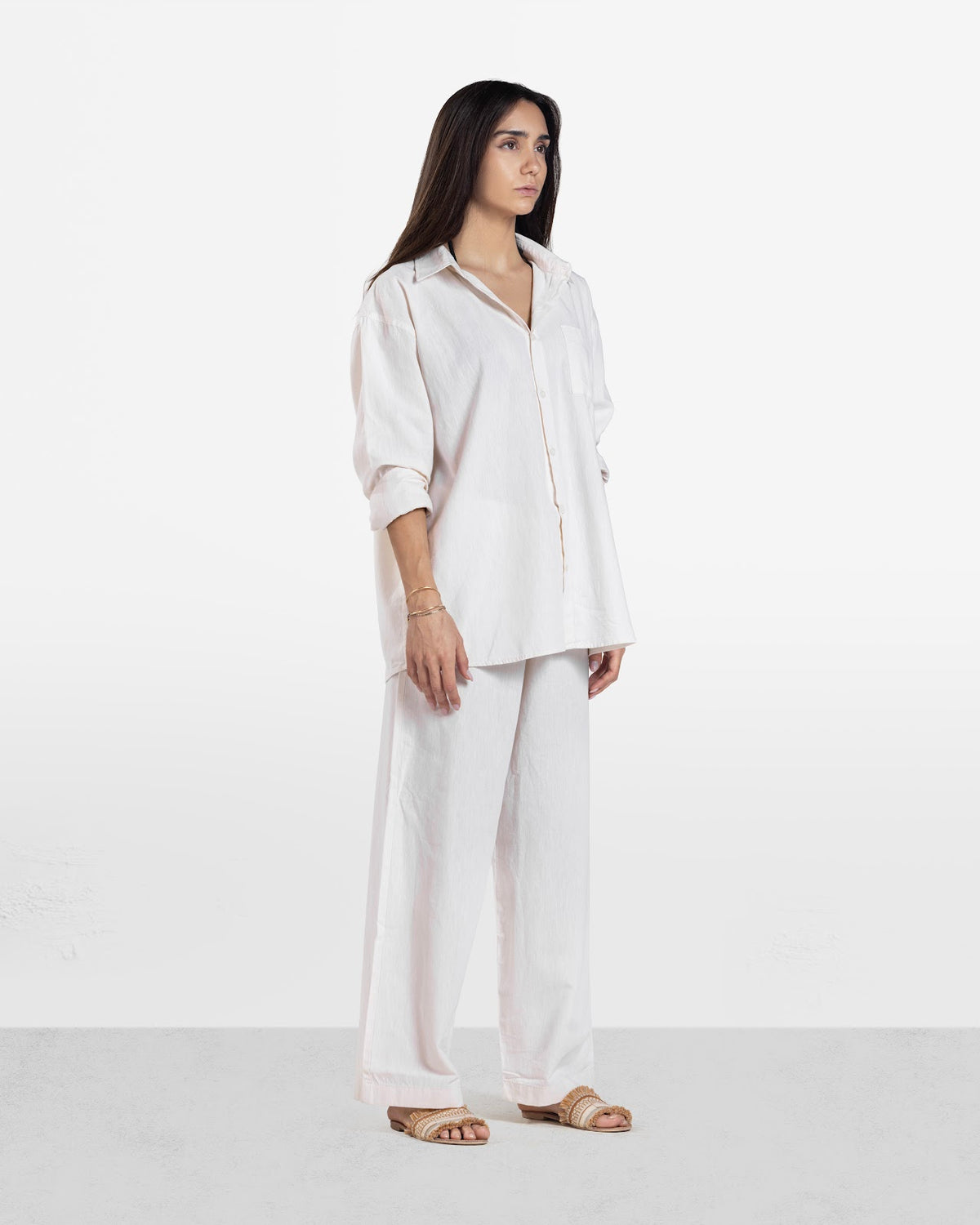 WIDE LEG LINEN PANTS BEIGE 1