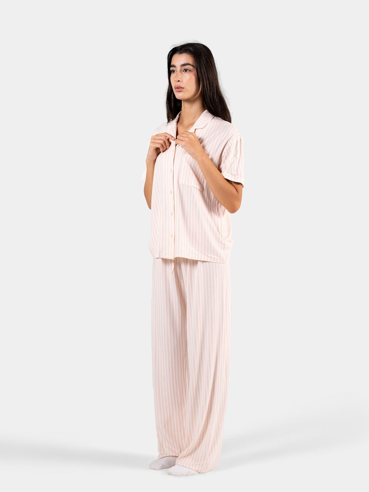 CLASSIC STRIP PANTS SET BABY PINK X WHITE 9