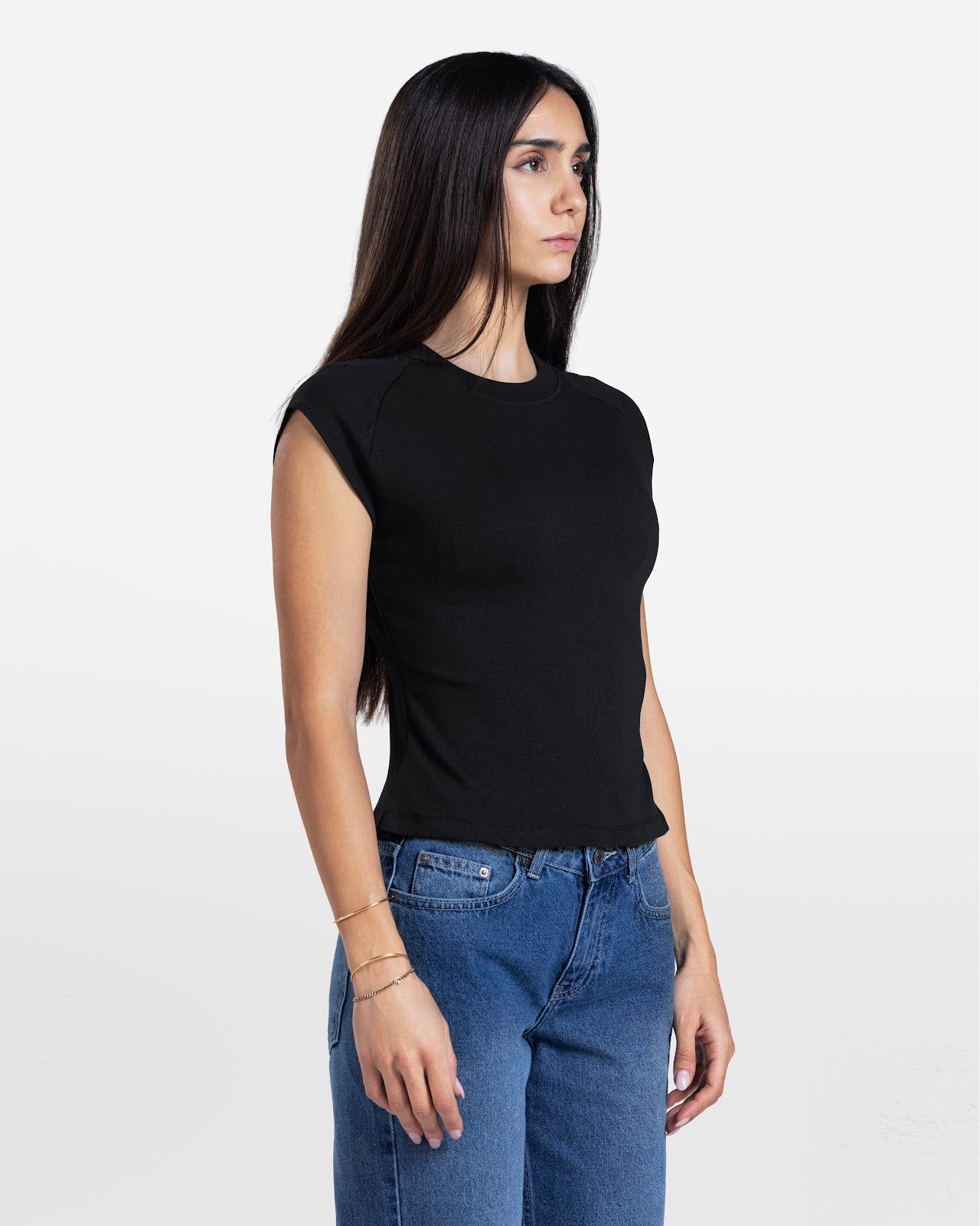 CAP SLEEVE T-SHIRT BLACK 3