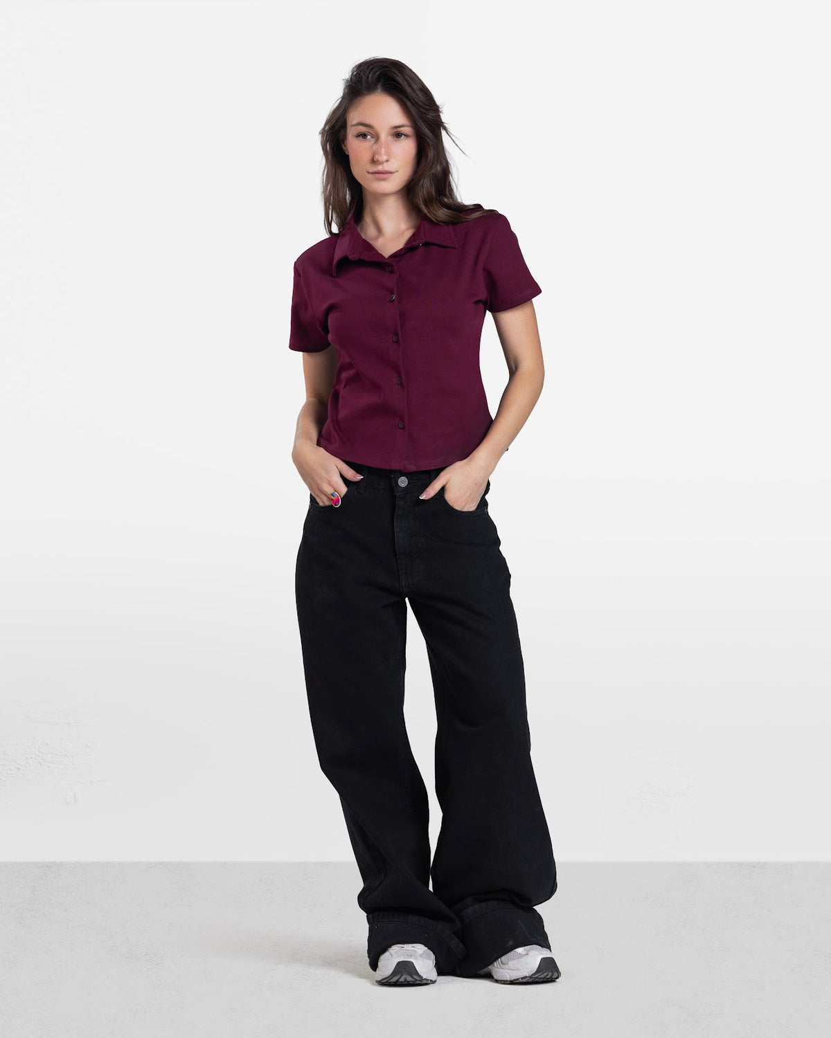 SHORT SLEEVE BUTTON DOWN SHIRT BURGUNDY 4