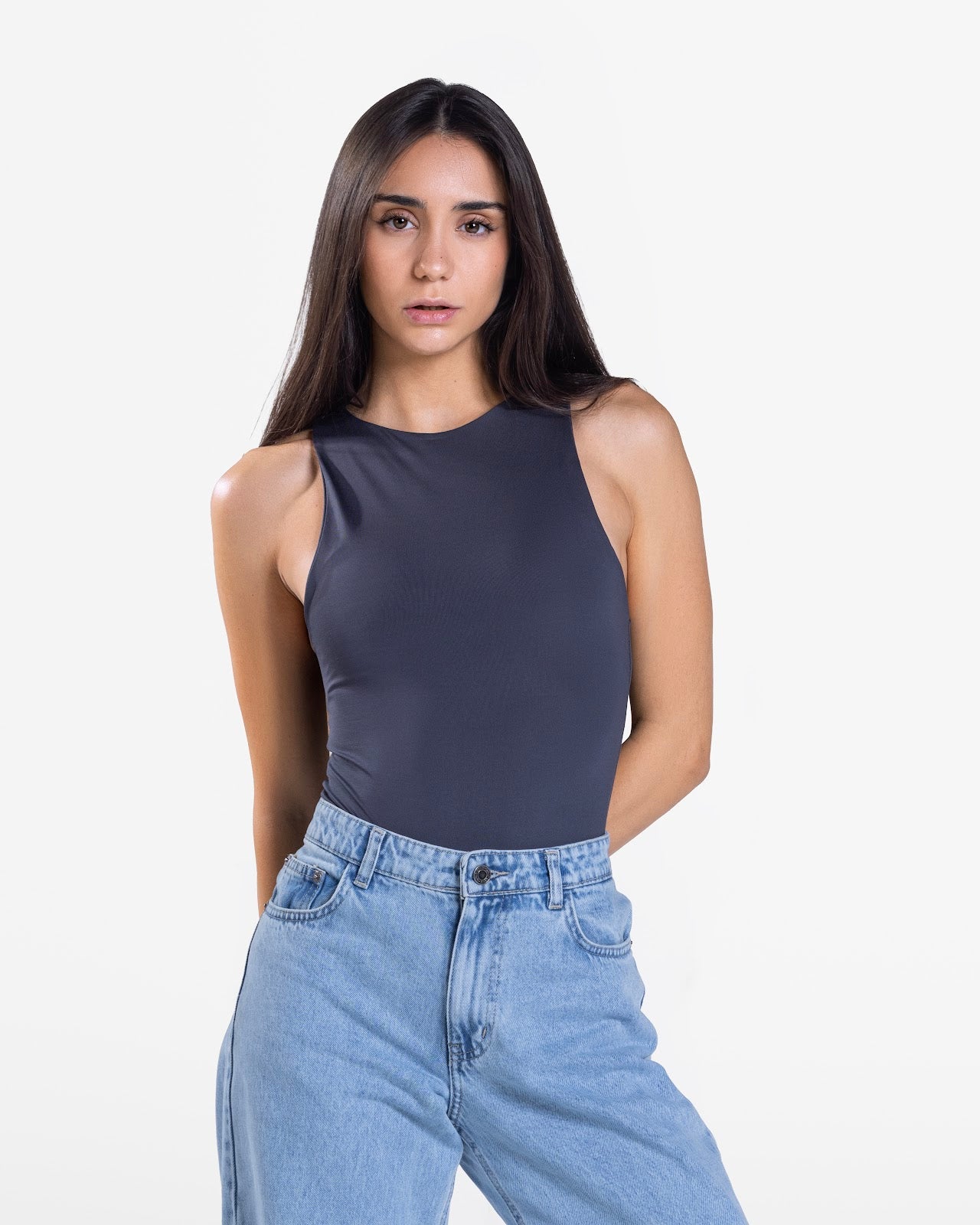 HALTER BODYSUIT CHARCOAL 4