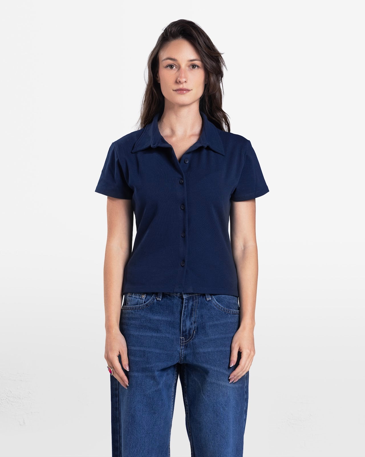SHORT SLEEVE BUTTON DOWN SHIRT NAVY 1