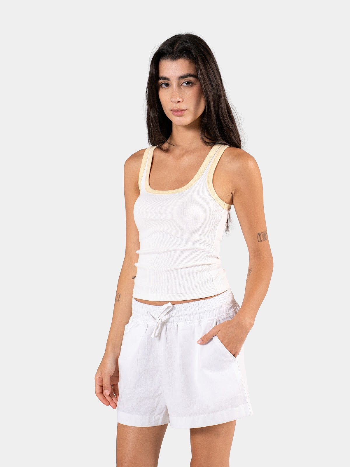 TWO TONE TANK TOP WHITE X YELLOW 3