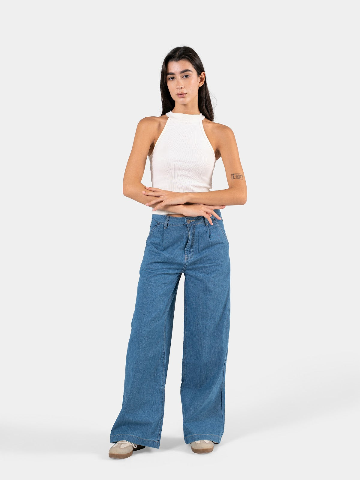 RIBBED HALTER TOP OFF-WHITE 2