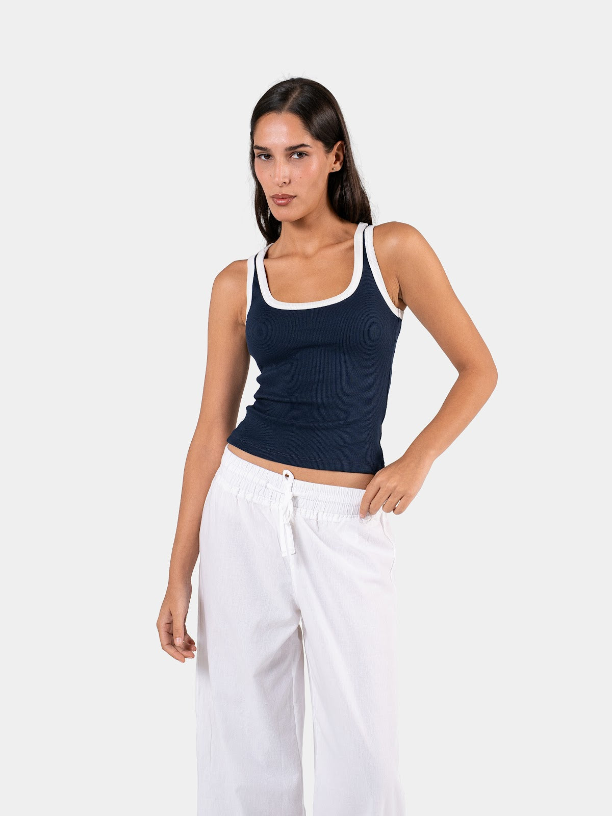 TWO TONE TANK TOP NAVY X WHITE 6