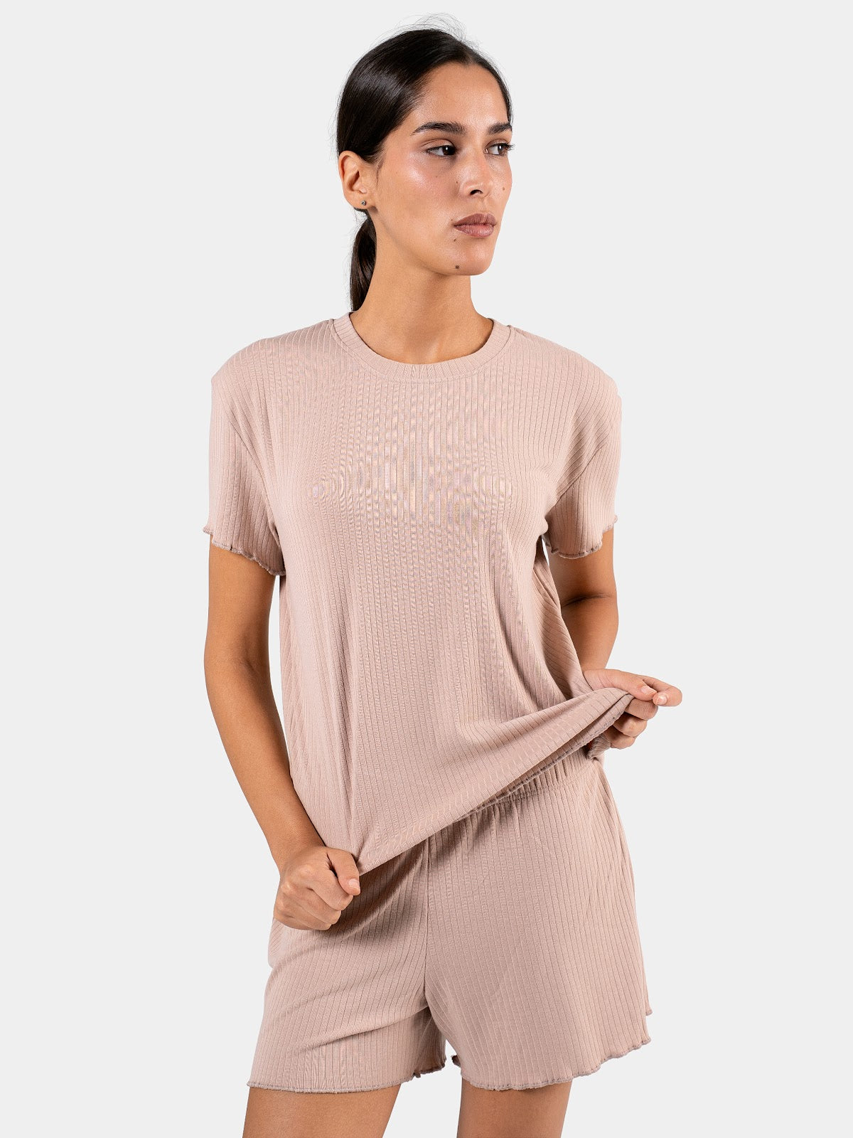 SOFT RIB SHORT SET BEIGE 5