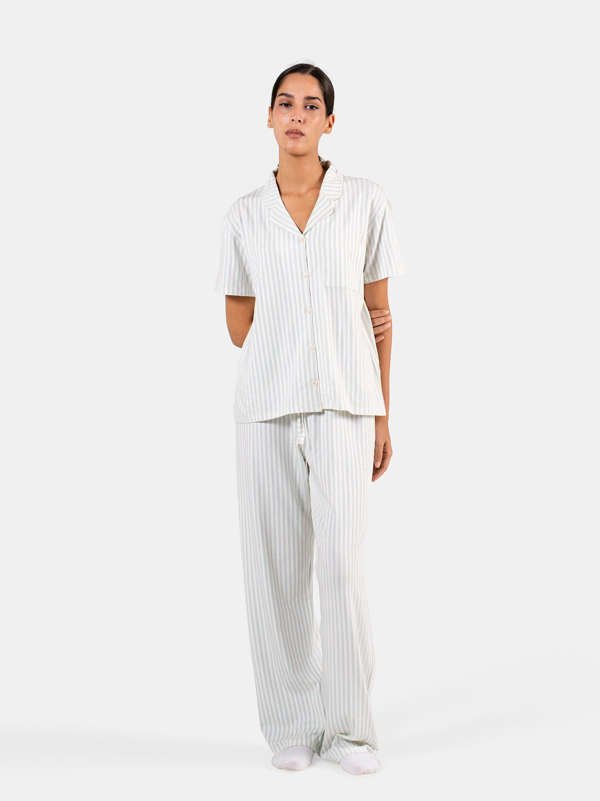 CLASSIC STRIP PANTS SET BABY BLUE X WHITE 4