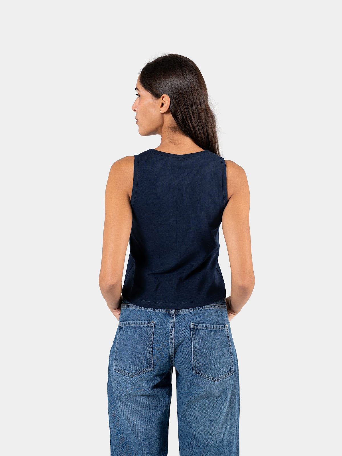 RELAXED V-NECK TANK TOP NAVY 4