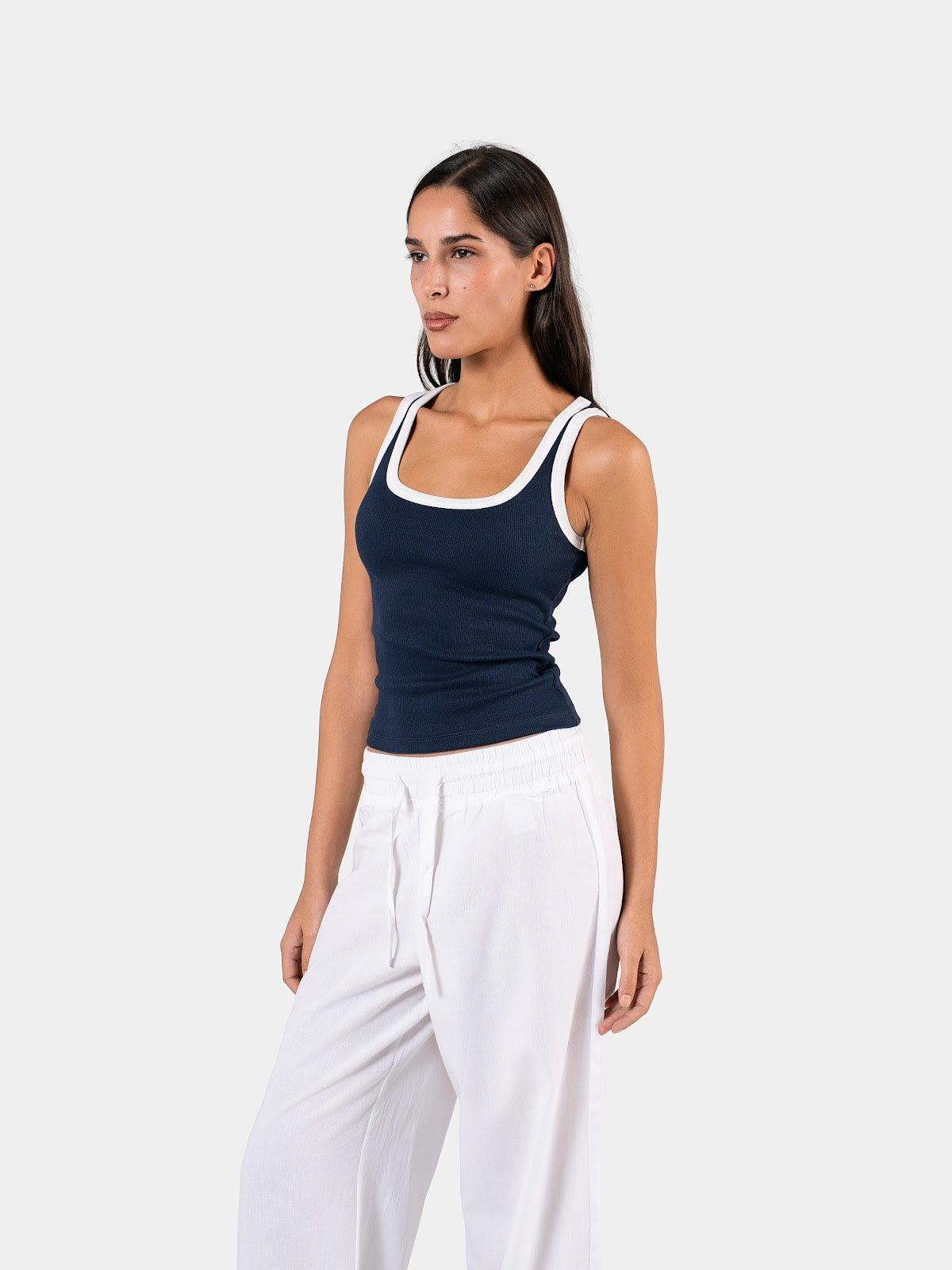 TWO TONE TANK TOP NAVY X WHITE 4