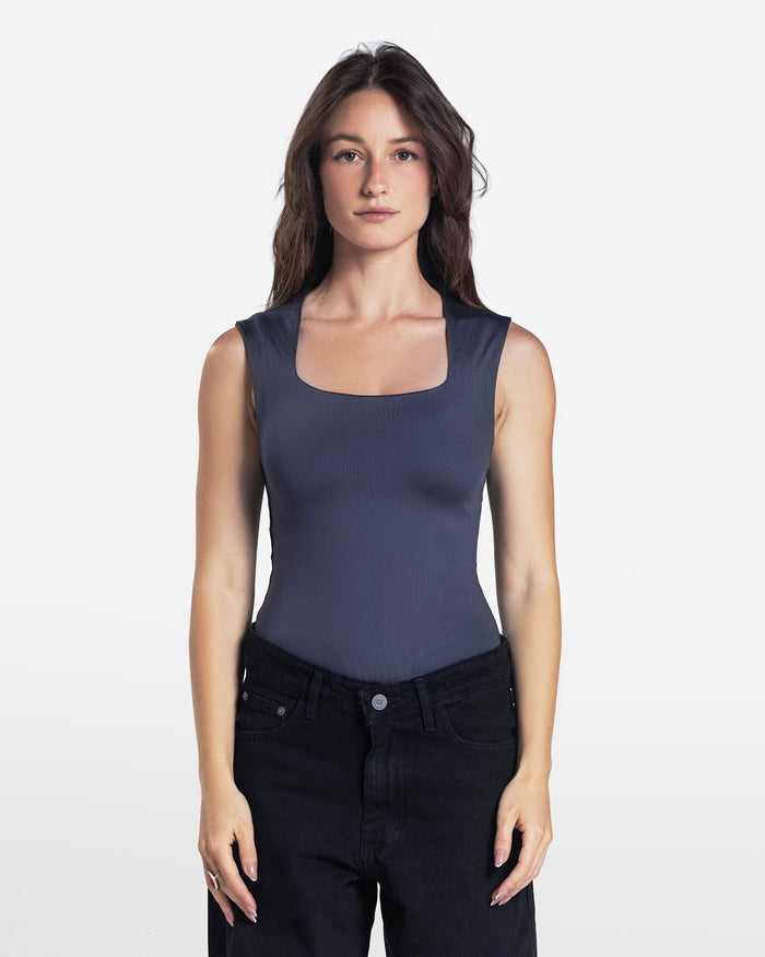 SQUARE NECK BODYSUIT CHARCOAL 1