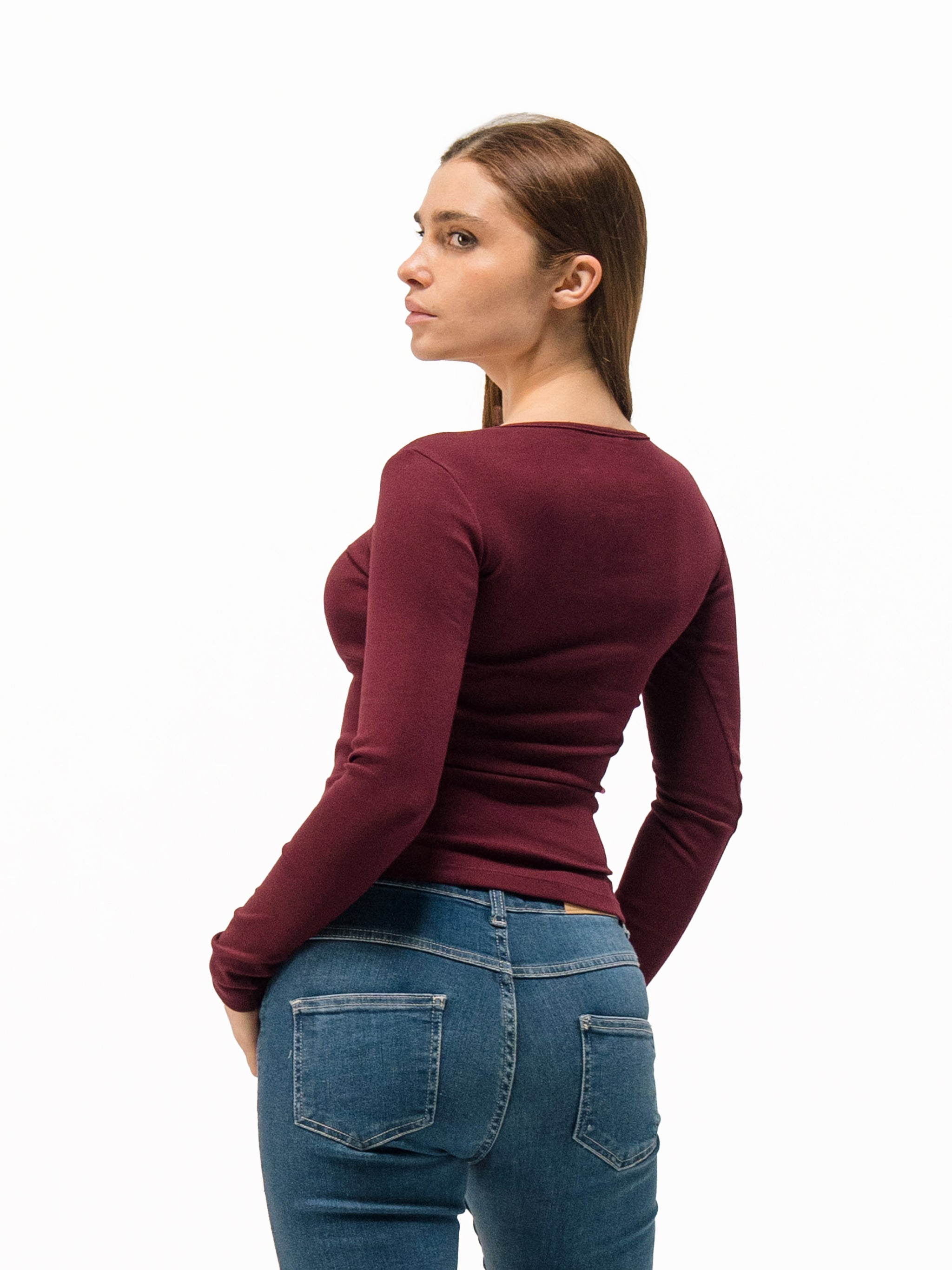 LACE SQUARE NECK LONG SLEEVE TOP