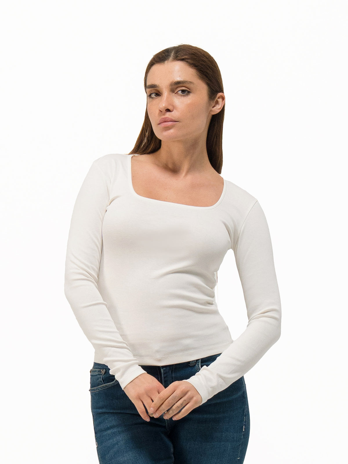 SQUARE NECK LONG SLEEVE TOP