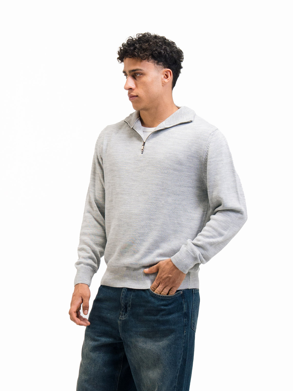 KNIT QUARTER ZIP UP