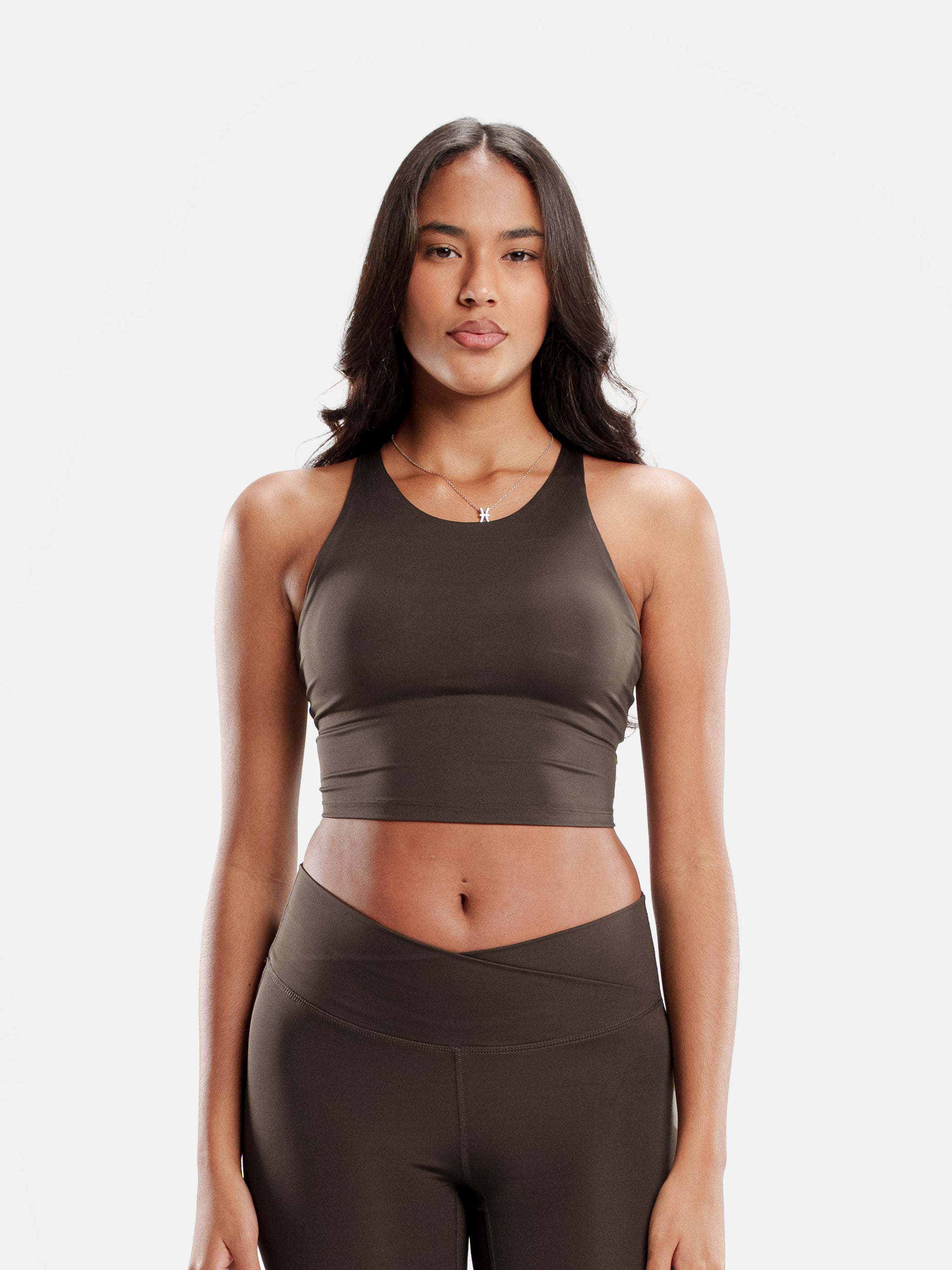 BROWN MOVE CROPPED TANK TOP