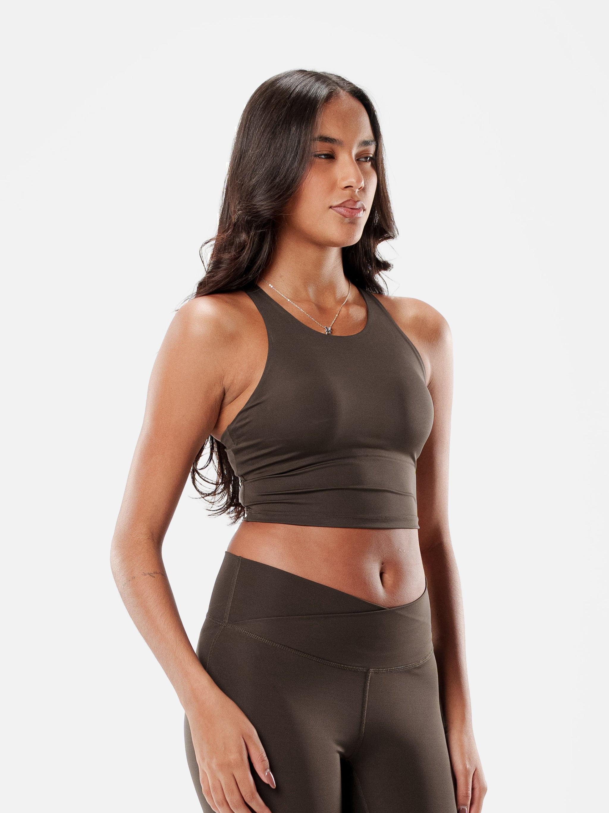 BROWN MOVE CROPPED TANK TOP