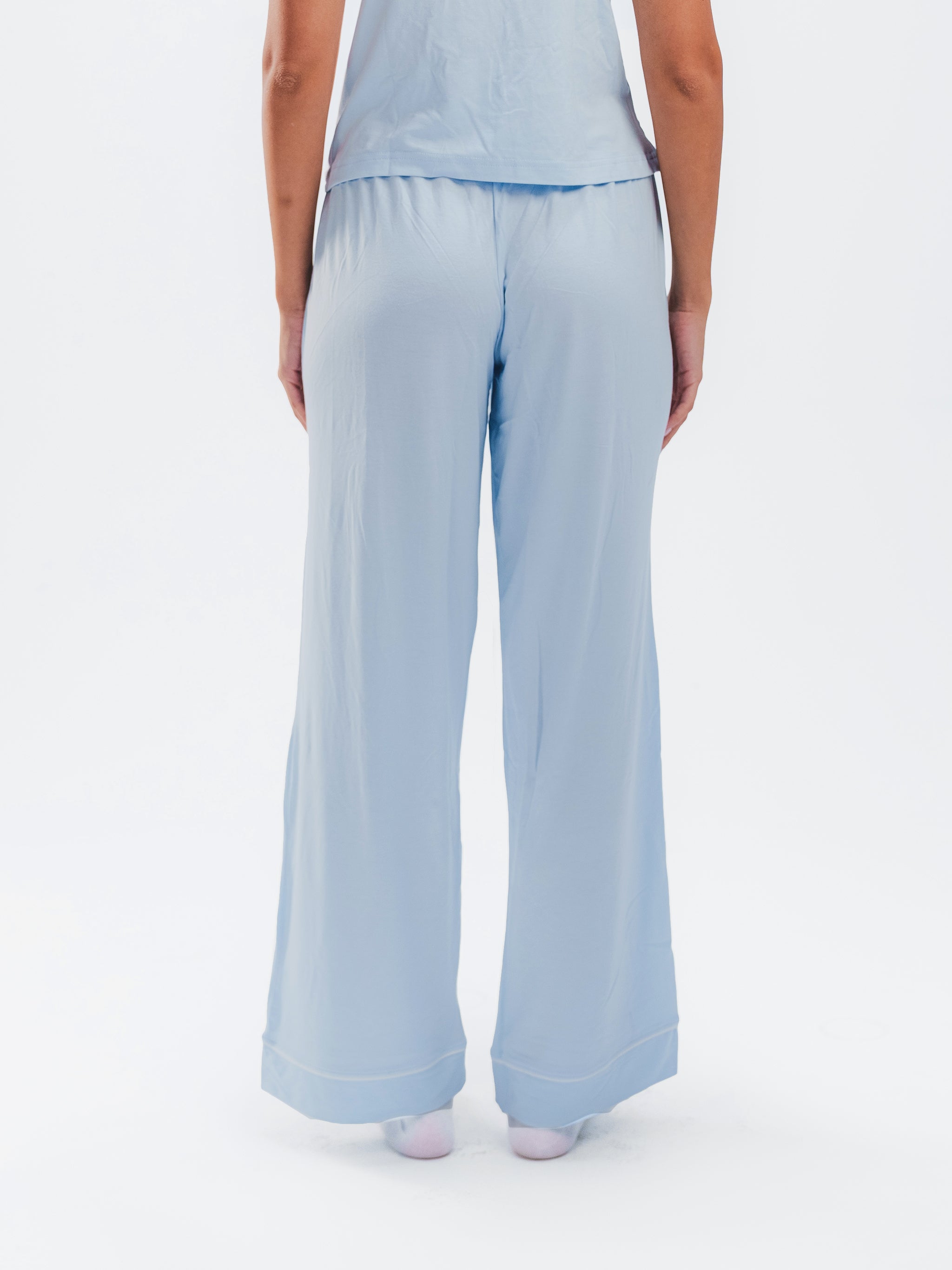 BABY BLUE PIPED SPAGHETTI PANTS SET