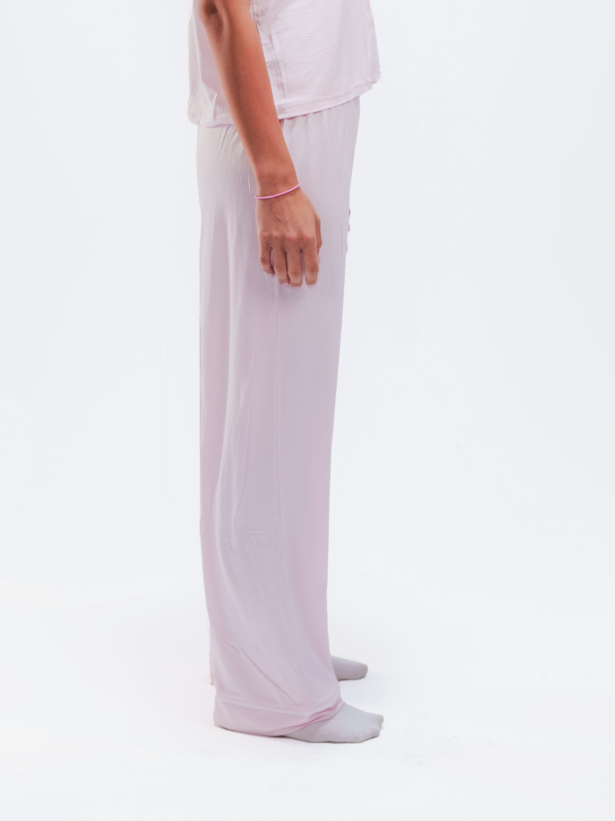 BABY PINK PIPED SHORT SLEEVE & PANTS SET