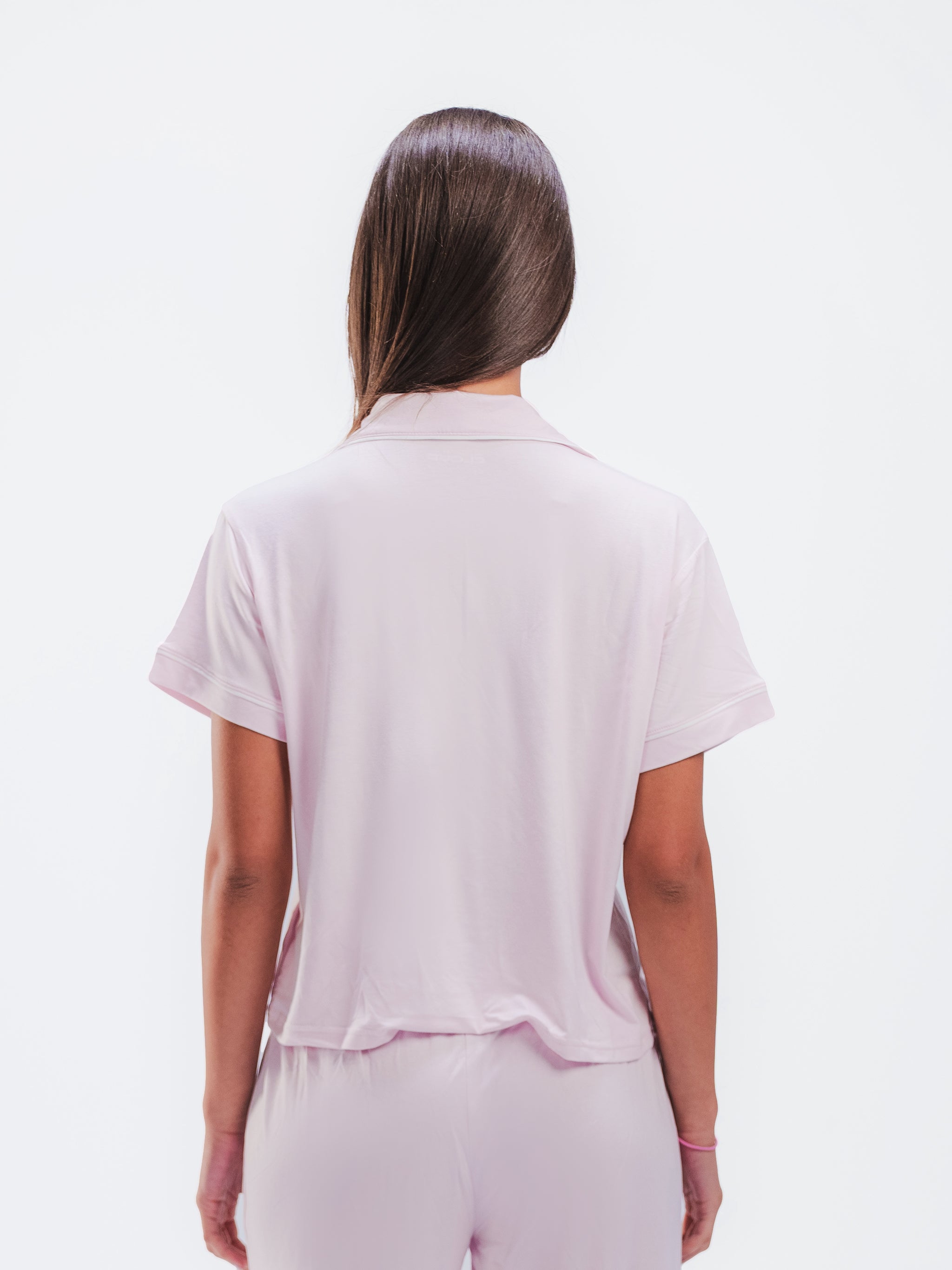 BABY PINK PIPED SHORT SLEEVE & PANTS SET