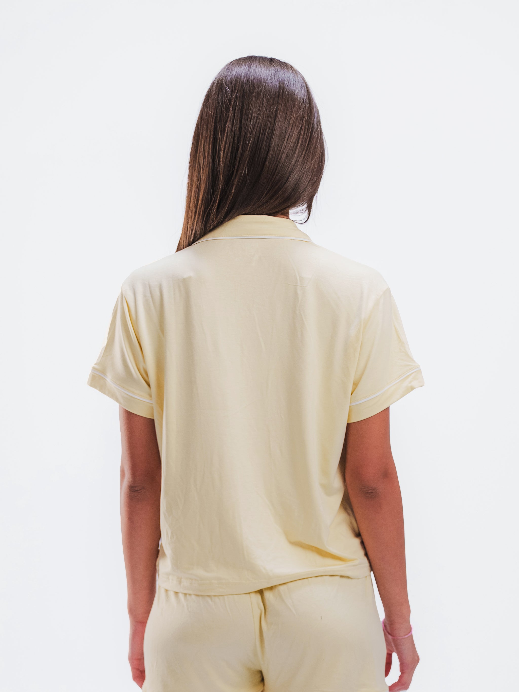 BUTTER YELLOW PIPED SHORT SLEEVE & SHORT SET