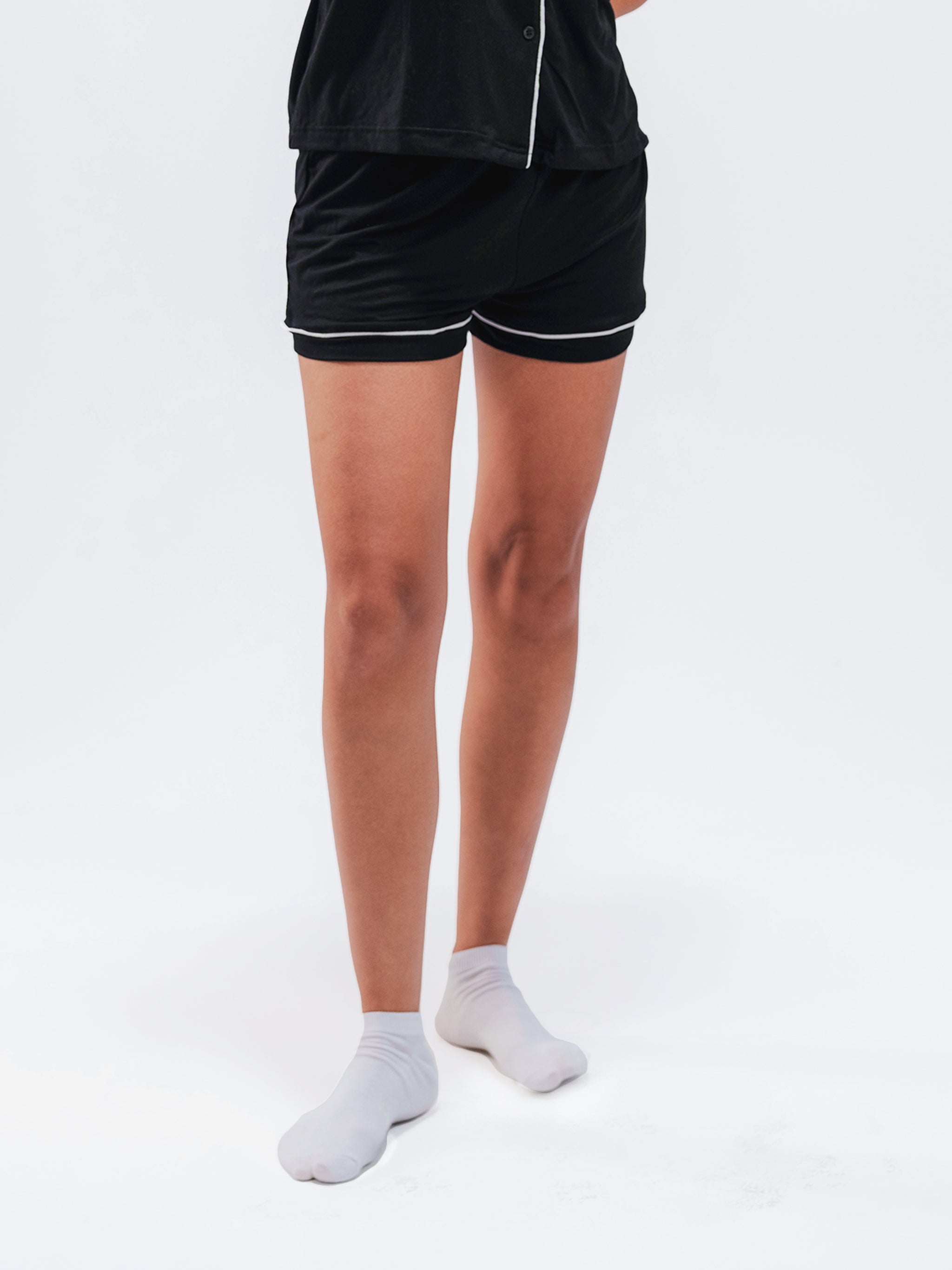 BLACK PIPED SHORT SLEEVE & SHORT SET