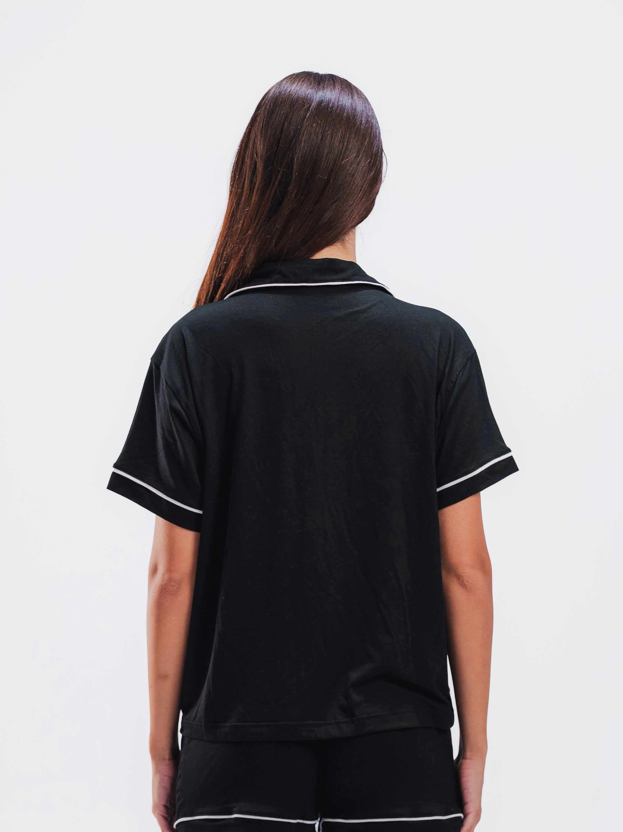 BLACK PIPED SHORT SLEEVE & SHORT SET