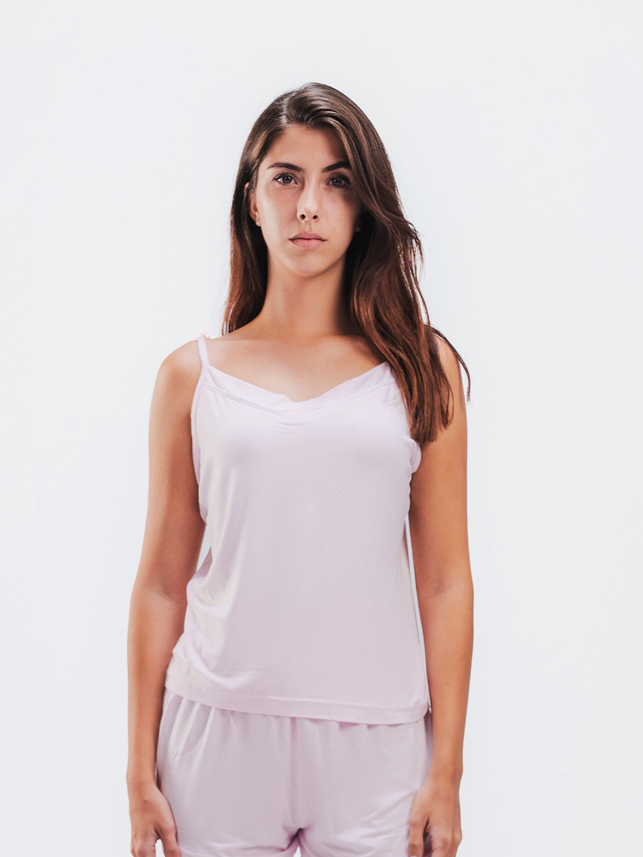 BABY PINK PIPED SPAGHETTI SHORT SET