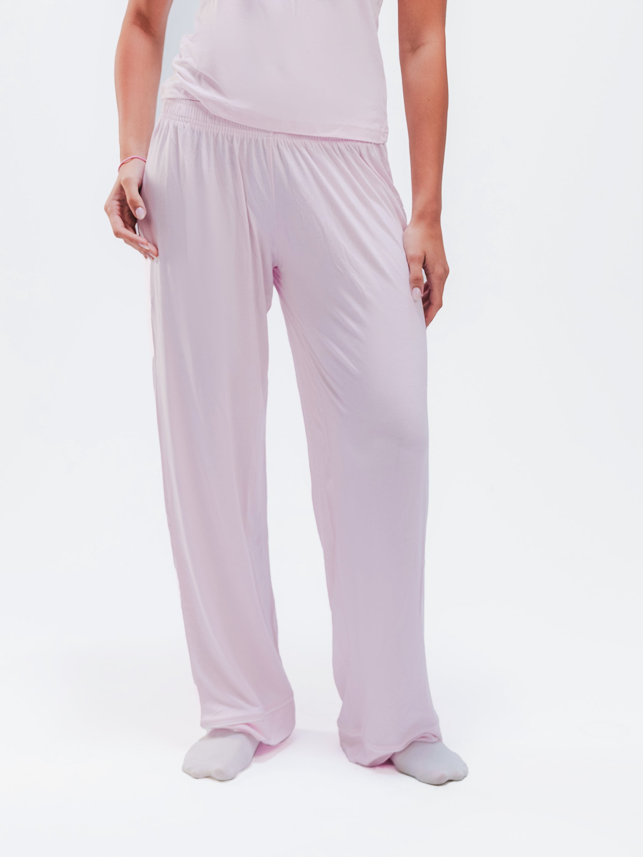 BABY PINK PIPED SPAGHETTI PANTS SET